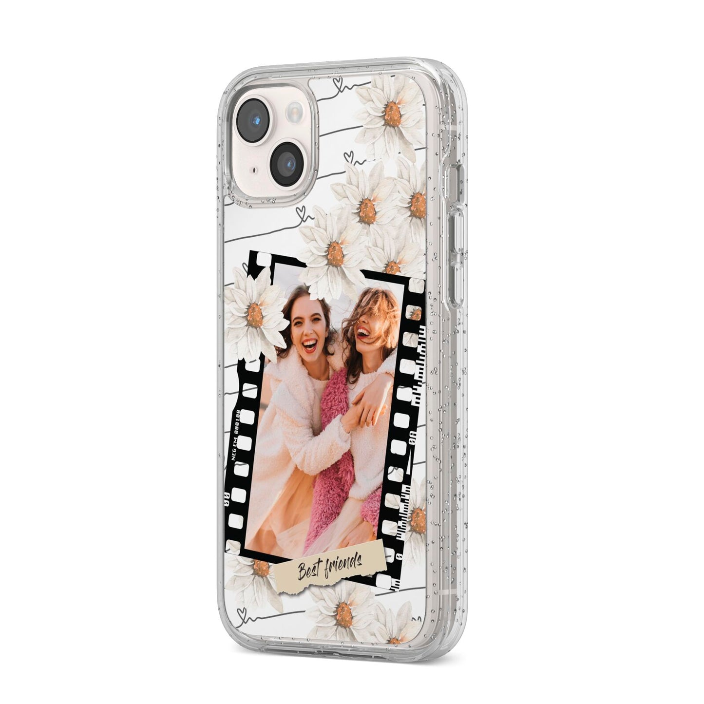 Best Friend Photo iPhone 14 Plus Glitter Tough Case Starlight Angled Image