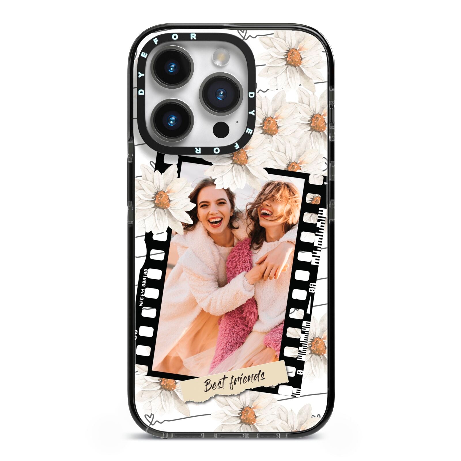Best Friend Photo iPhone 14 Pro Black Impact Case on Silver phone