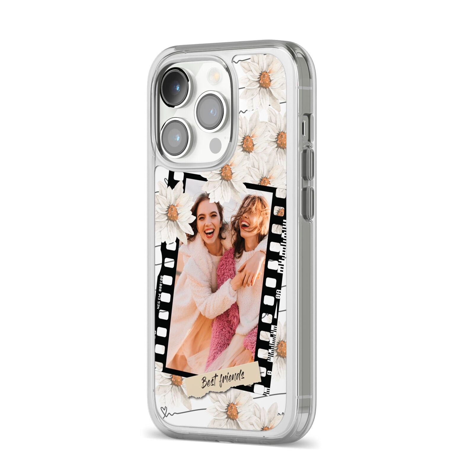 Best Friend Photo iPhone 14 Pro Clear Tough Case Silver Angled Image