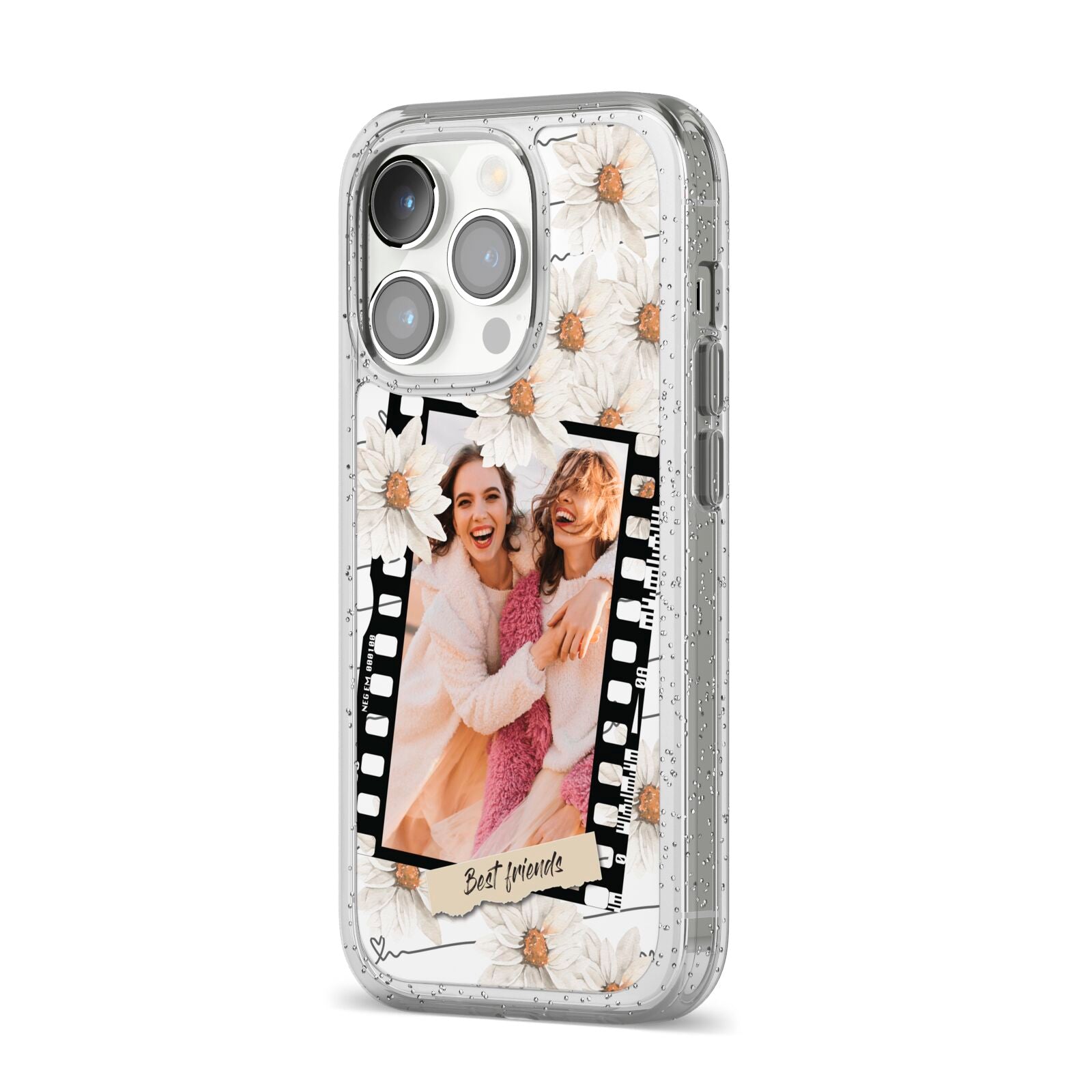 Best Friend Photo iPhone 14 Pro Glitter Tough Case Silver Angled Image