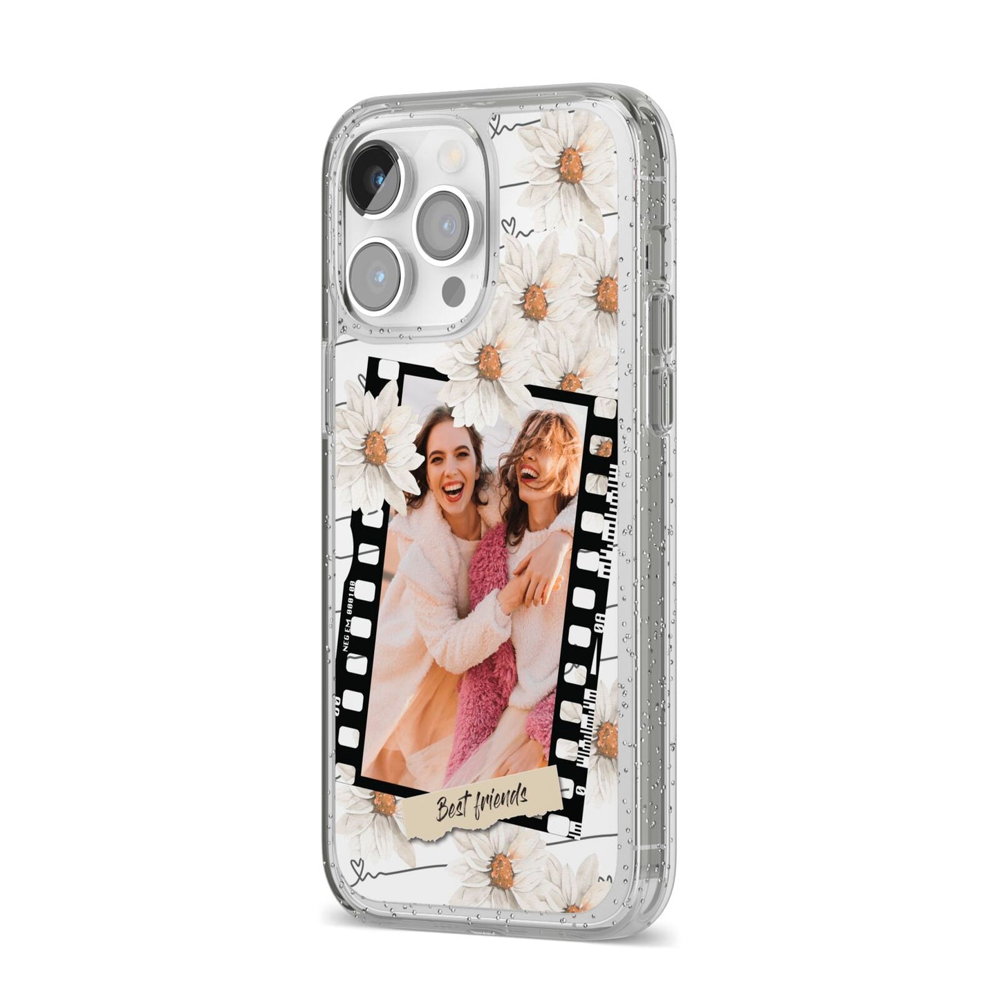 Best Friend Photo iPhone 14 Pro Max Glitter Tough Case Silver Angled Image