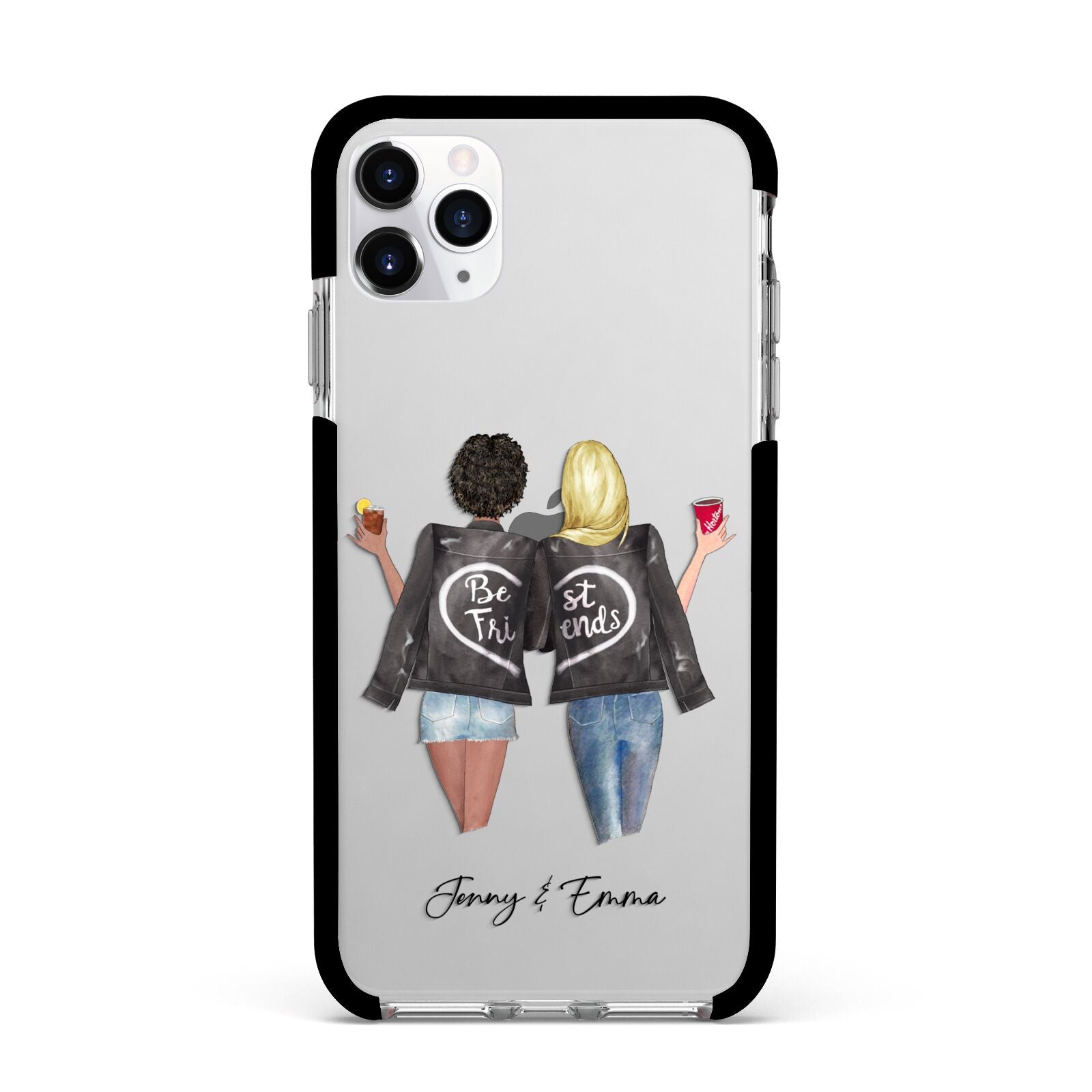 Best Friends Apple iPhone 11 Pro Max in Silver with Black Impact Case