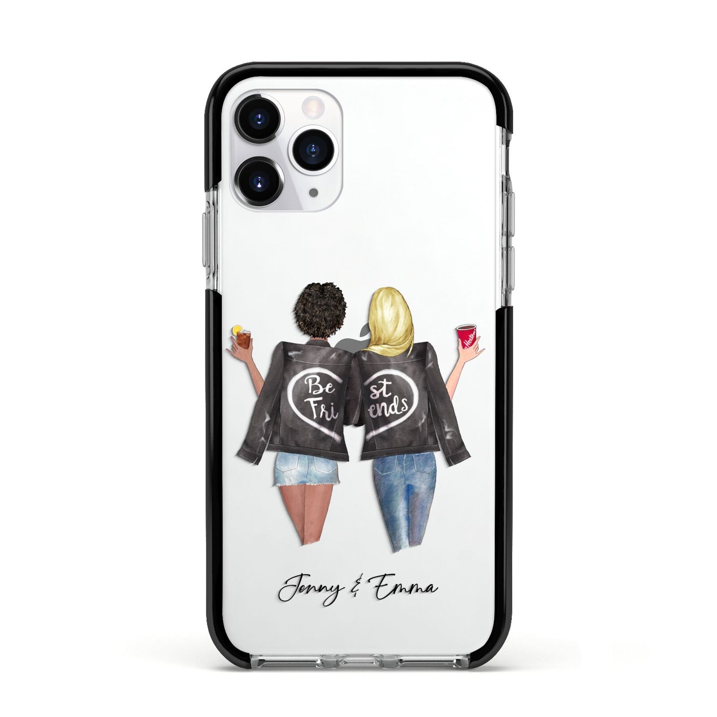 Best Friends Apple iPhone 11 Pro in Silver with Black Impact Case
