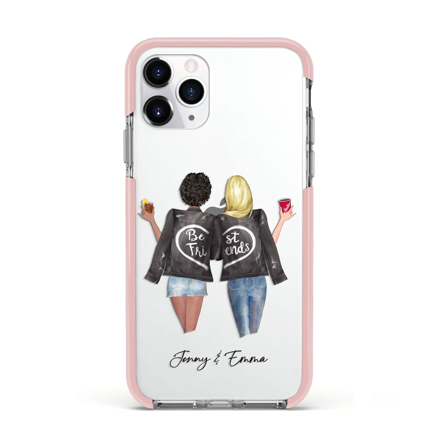 Best Friends Apple iPhone 11 Pro in Silver with Pink Impact Case