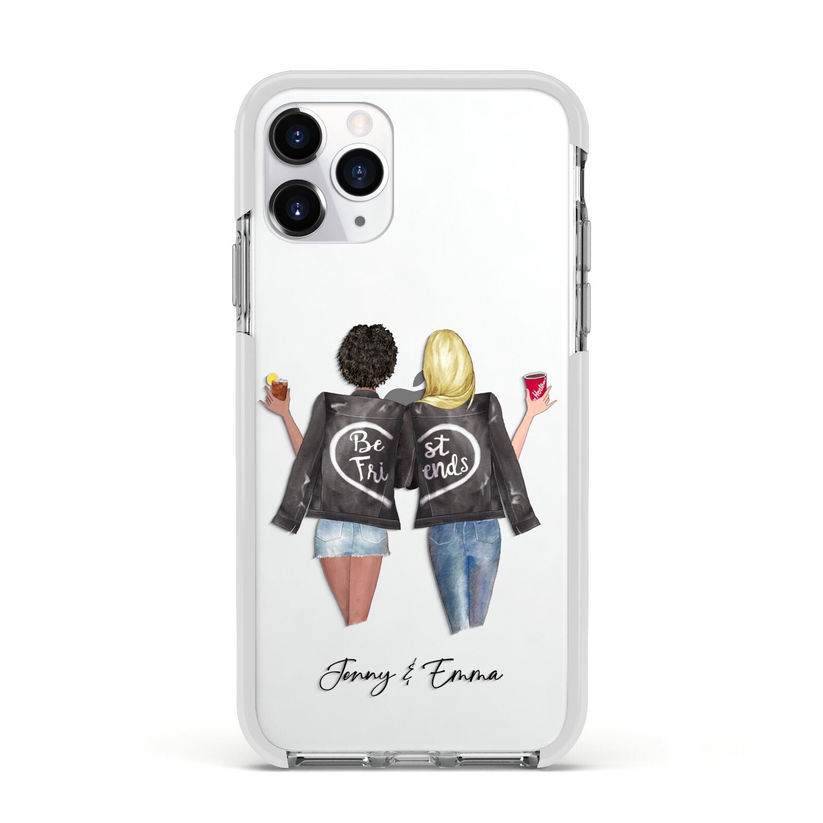 Best Friends Apple iPhone 11 Pro in Silver with White Impact Case