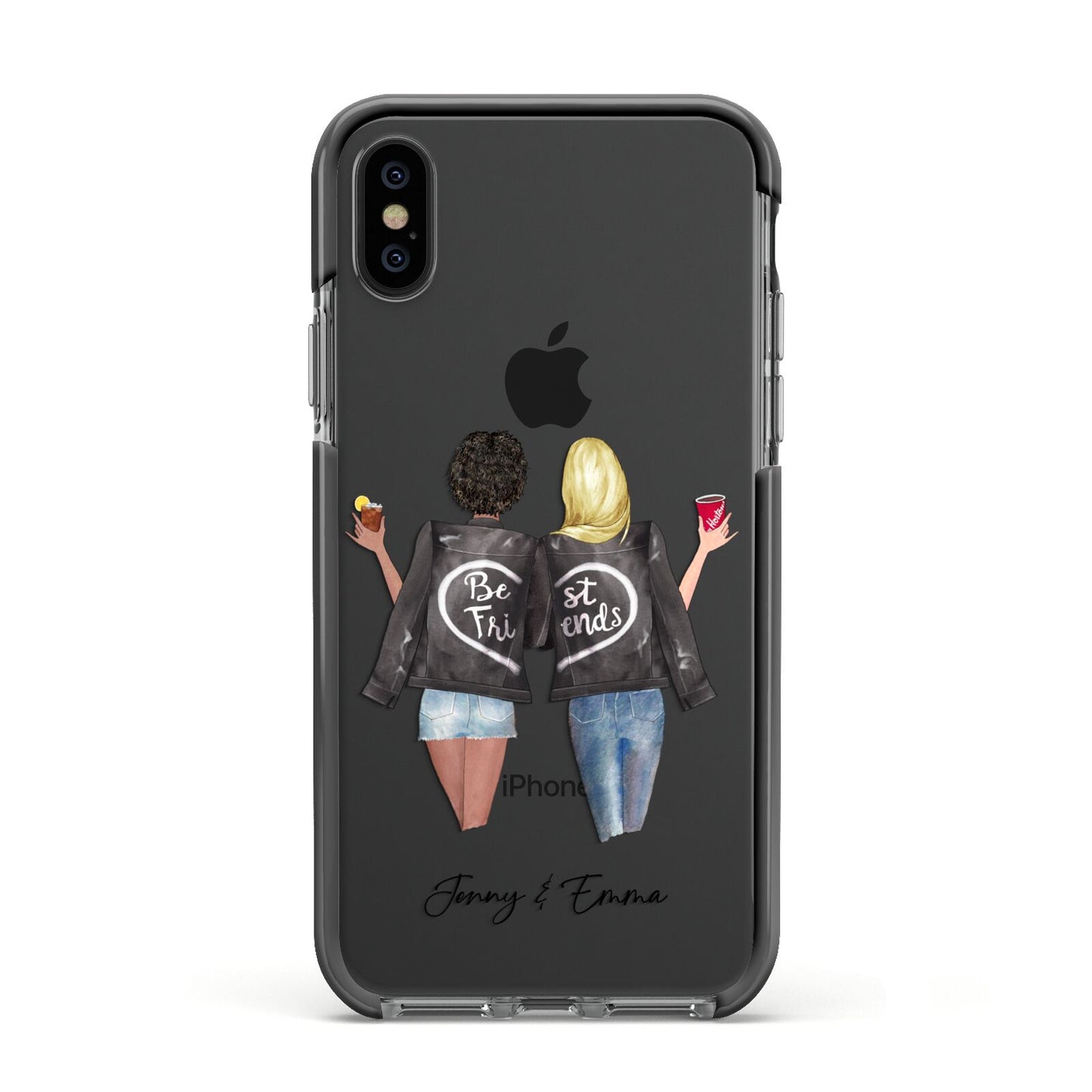 Best Friends Apple iPhone Xs Impact Case Black Edge on Black Phone