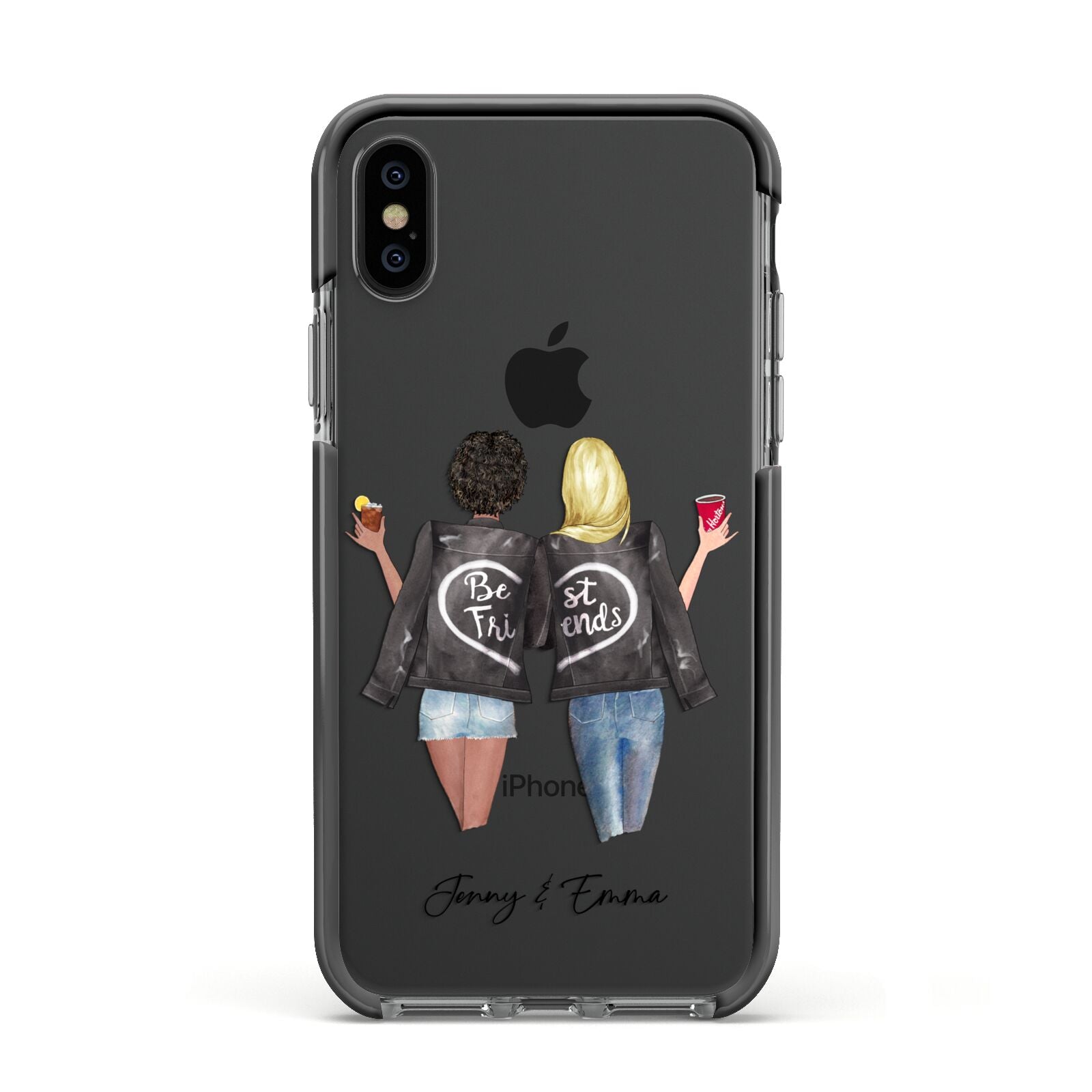 Best Friends Apple iPhone Xs Impact Case Black Edge on Black Phone