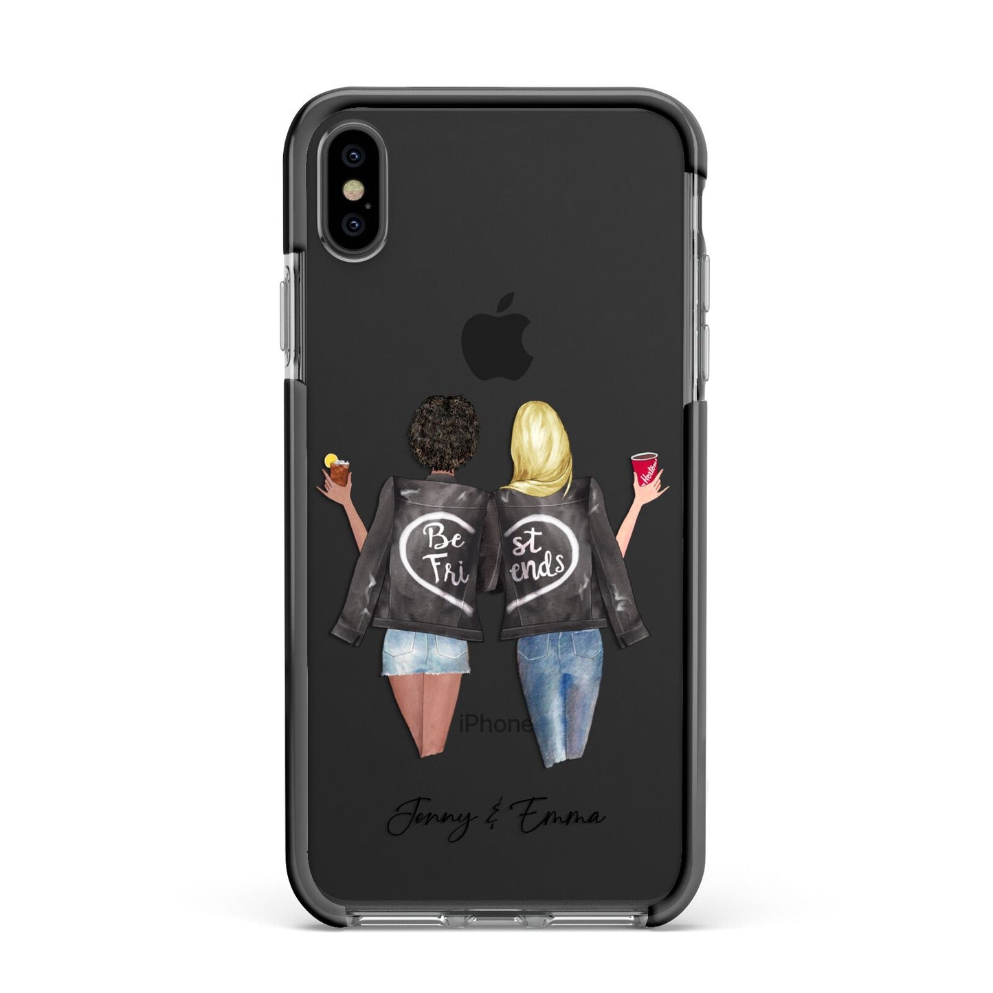 Best Friends Apple iPhone Xs Max Impact Case Black Edge on Black Phone