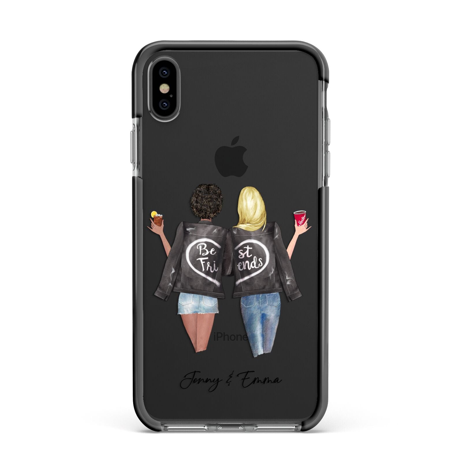 Best Friends Apple iPhone Xs Max Impact Case Black Edge on Black Phone