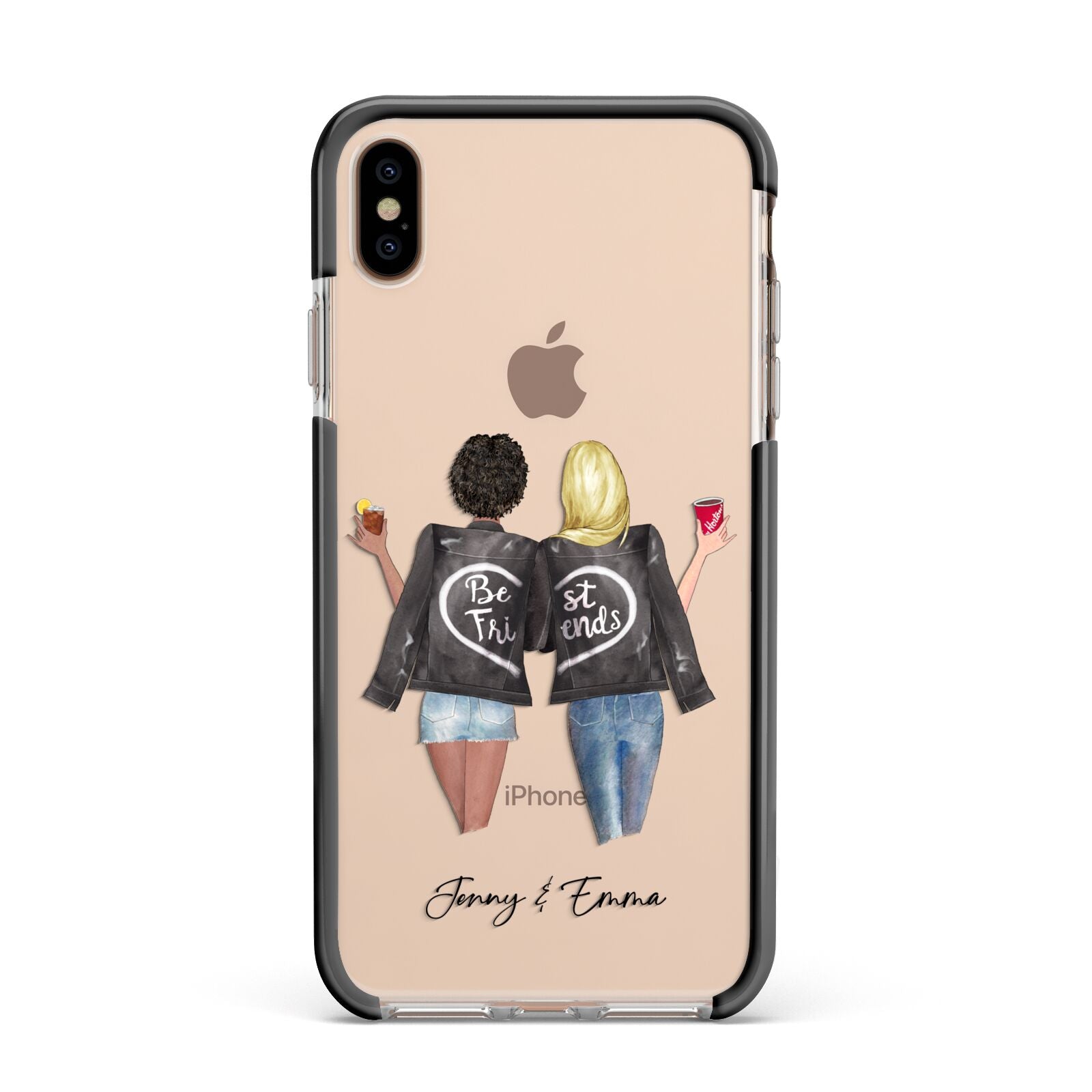 Best Friends Apple iPhone Xs Max Impact Case Black Edge on Gold Phone