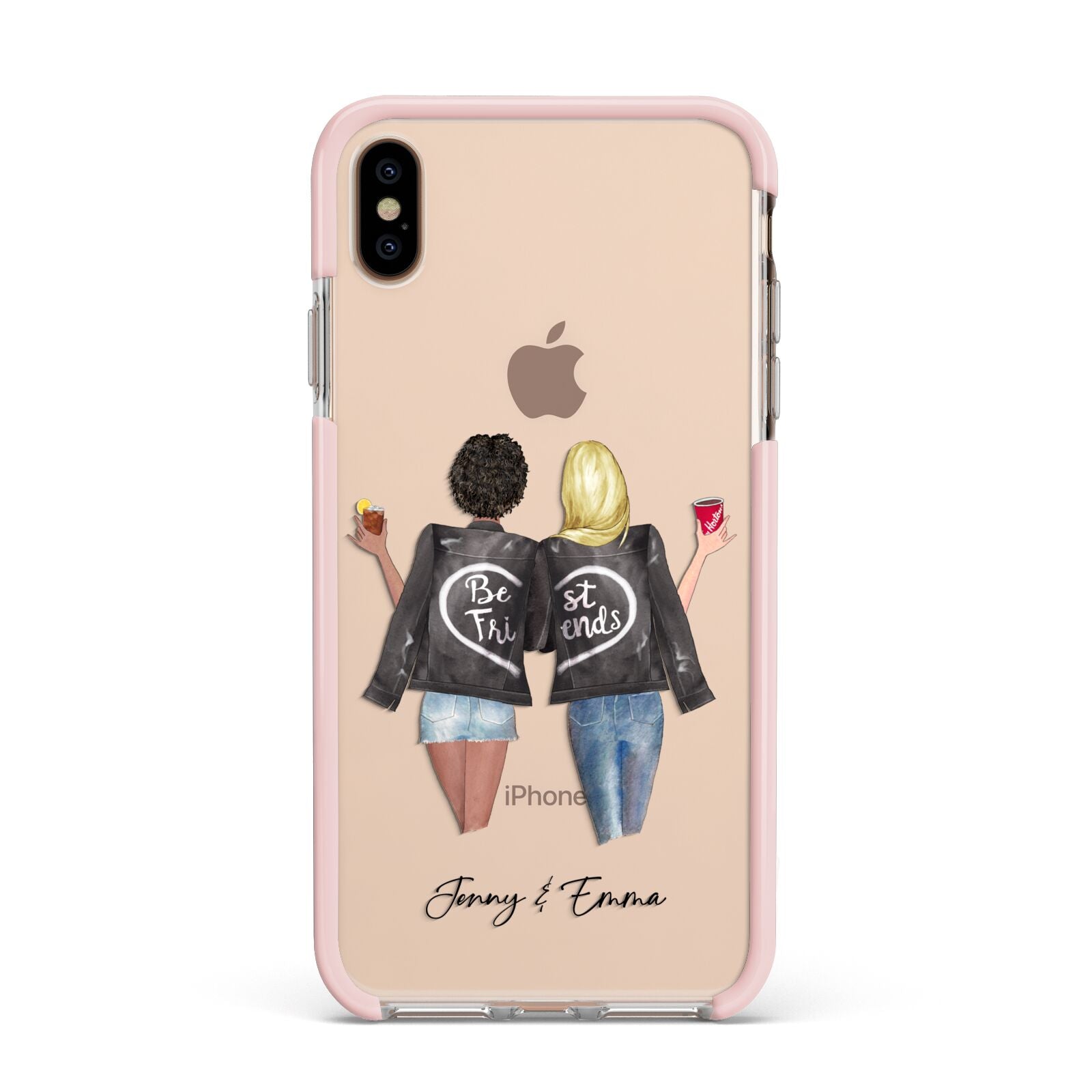Best Friends Apple iPhone Xs Max Impact Case Pink Edge on Gold Phone
