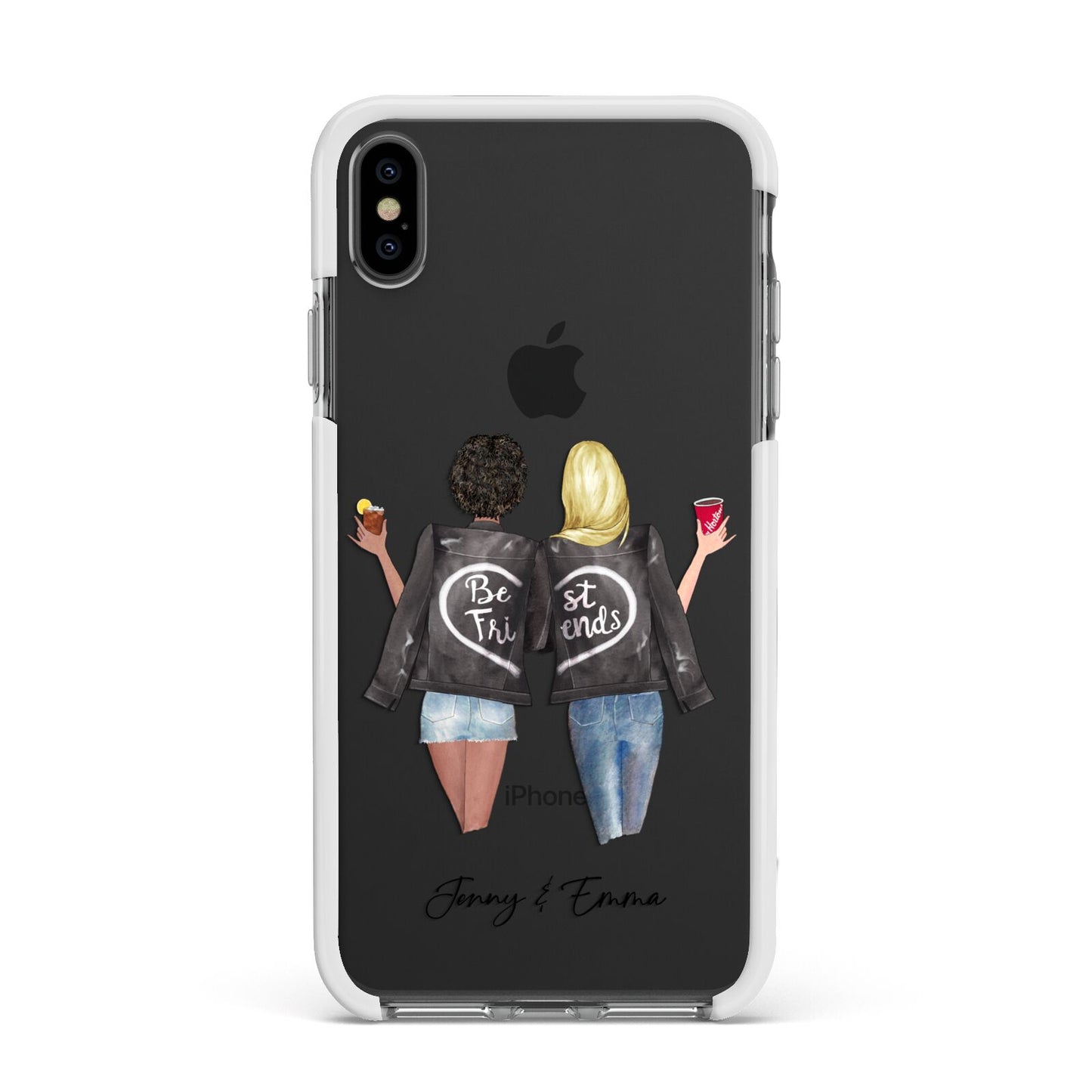 Best Friends Apple iPhone Xs Max Impact Case White Edge on Black Phone