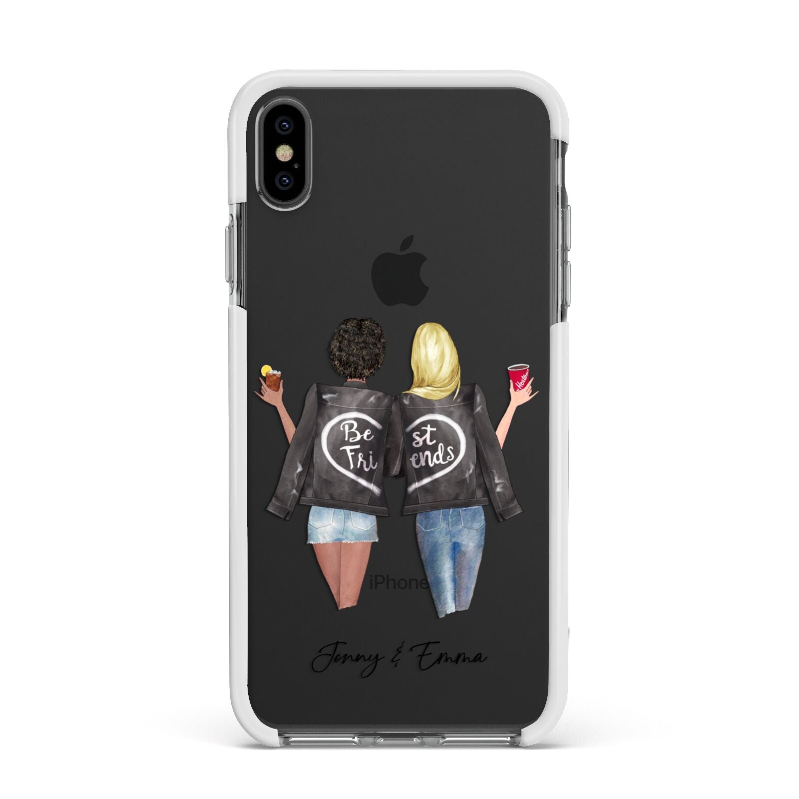 Best Friends Apple iPhone Xs Max Impact Case White Edge on Black Phone