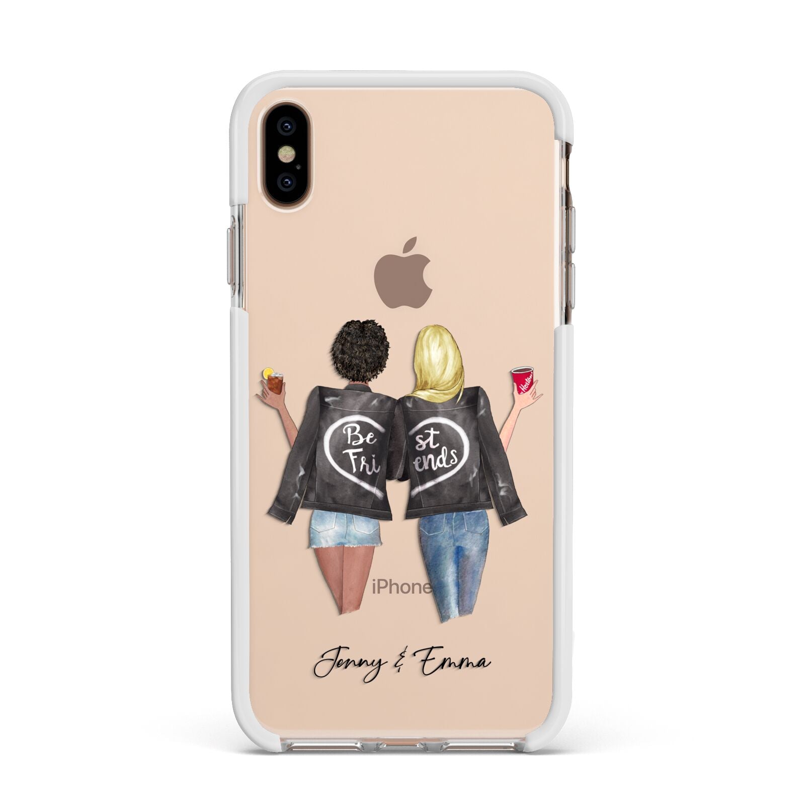 Best Friends Apple iPhone Xs Max Impact Case White Edge on Gold Phone