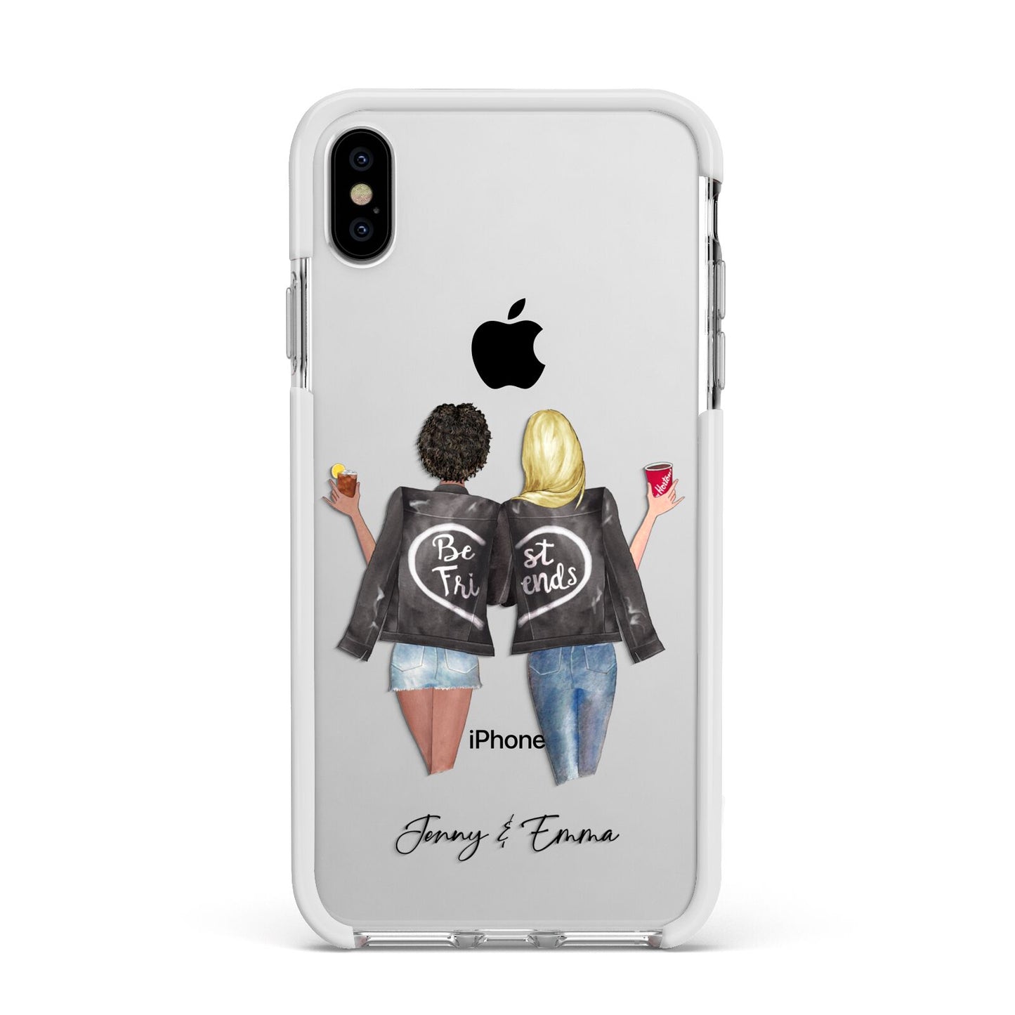 Best Friends Apple iPhone Xs Max Impact Case White Edge on Silver Phone