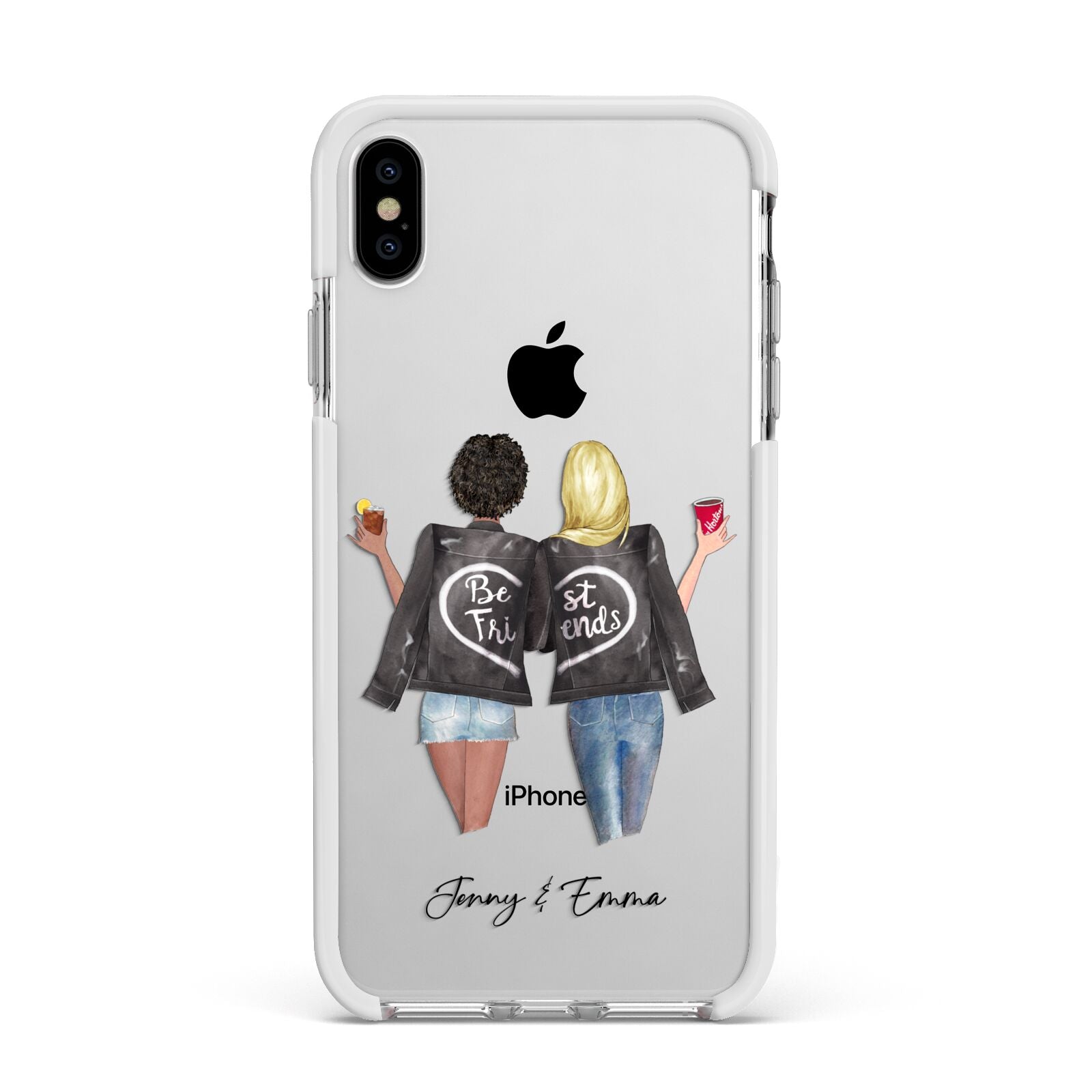 Best Friends Apple iPhone Xs Max Impact Case White Edge on Silver Phone