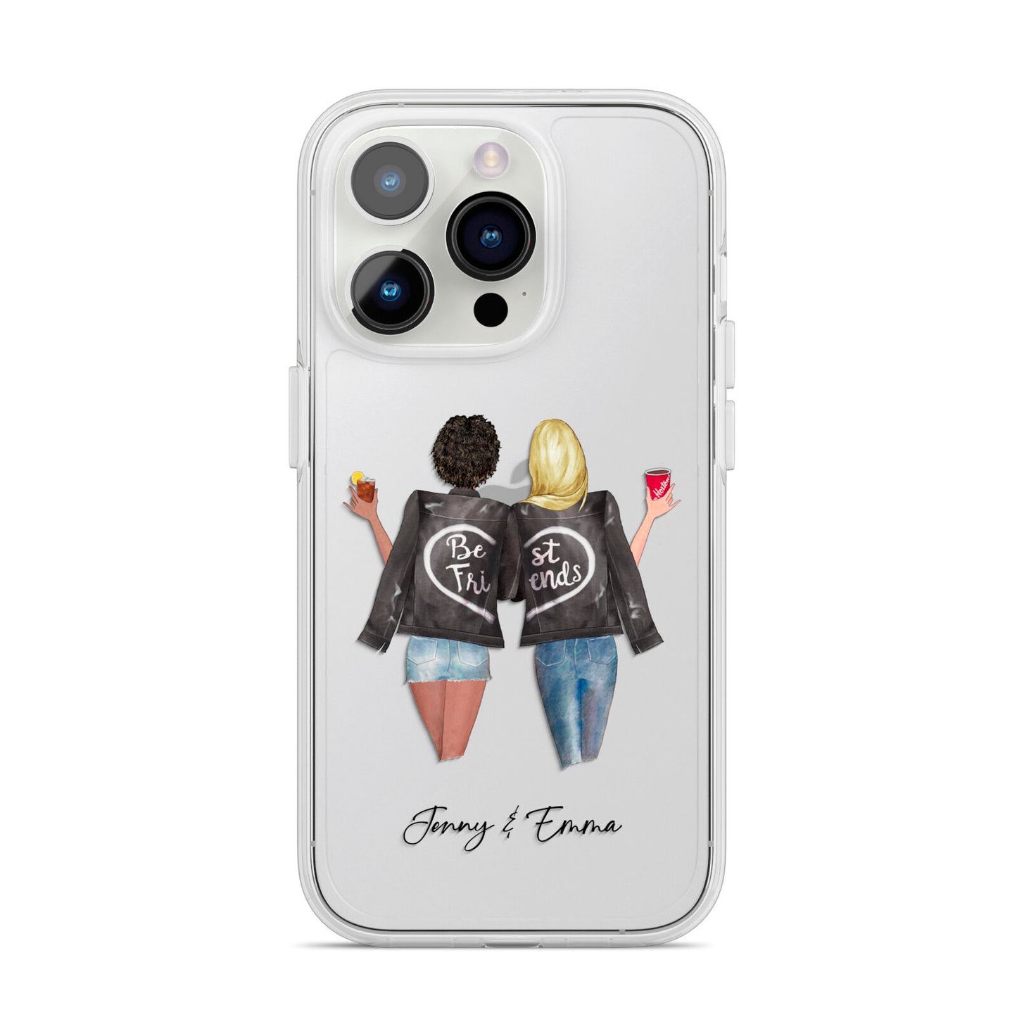 Best Friends iPhone 14 Pro Clear Tough Case Silver