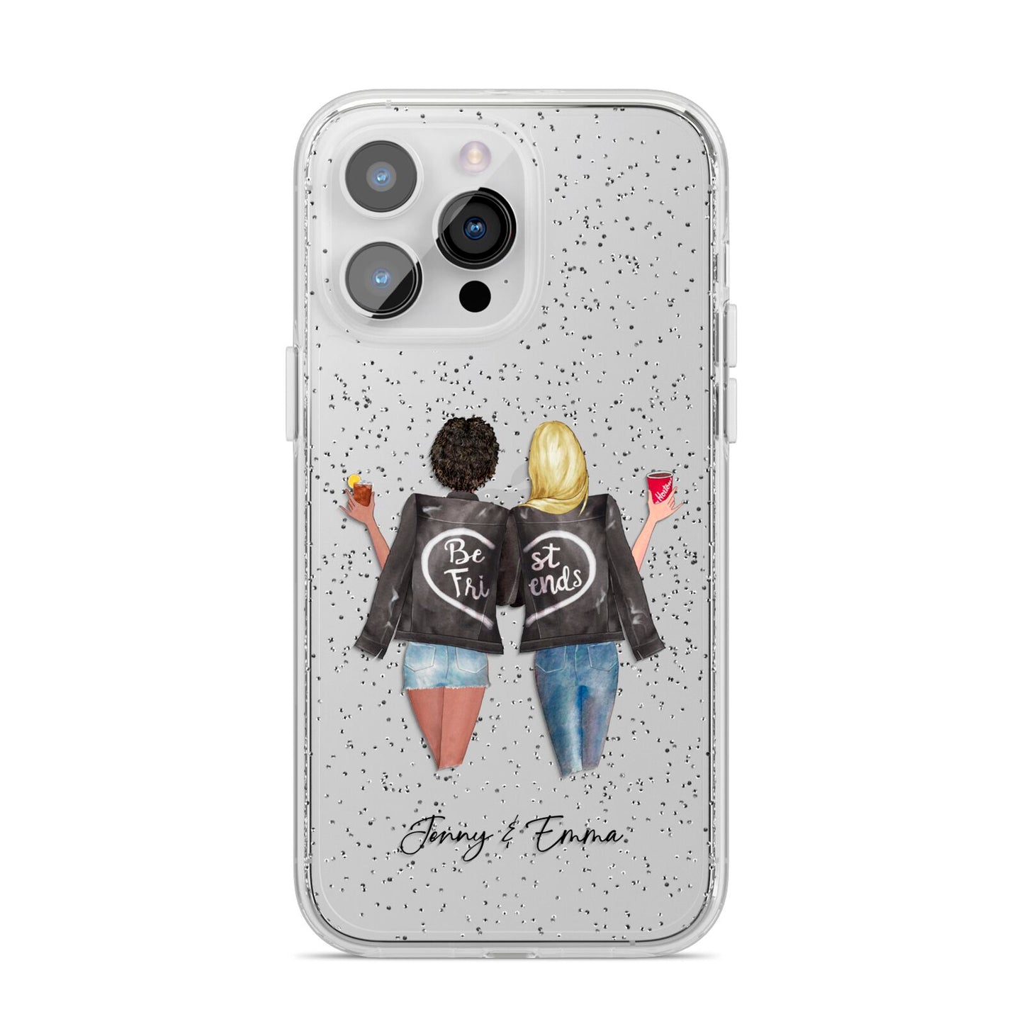 Best Friends iPhone 14 Pro Max Glitter Tough Case Silver