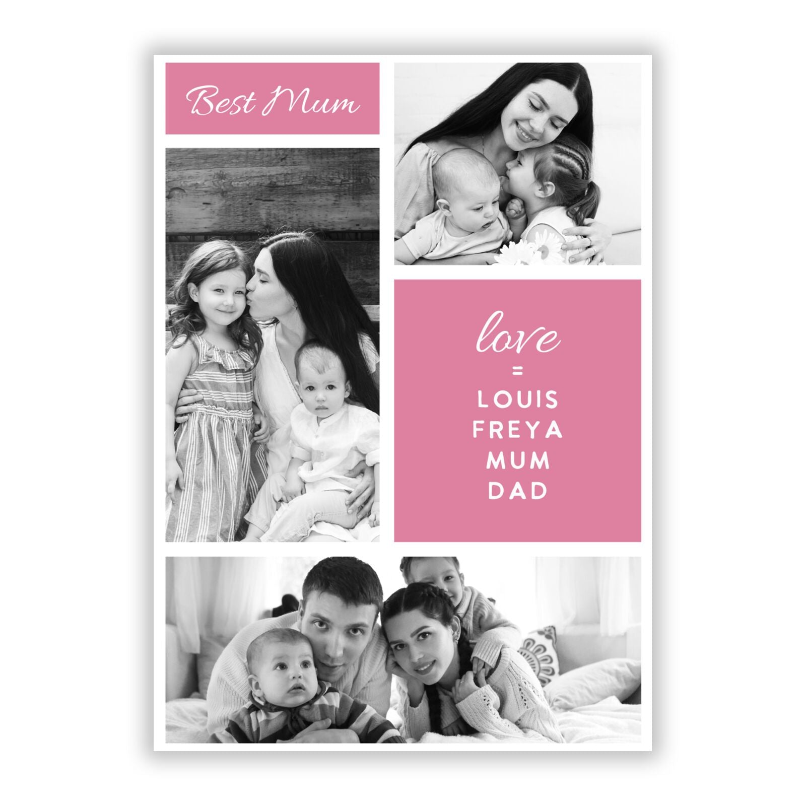 Best Mum Photo Collage Personalised A5 Flat Greetings Card