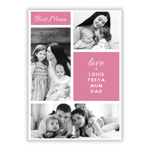 Personalisierte Grußkarte mit der Fotocollage „Beste Mama“.