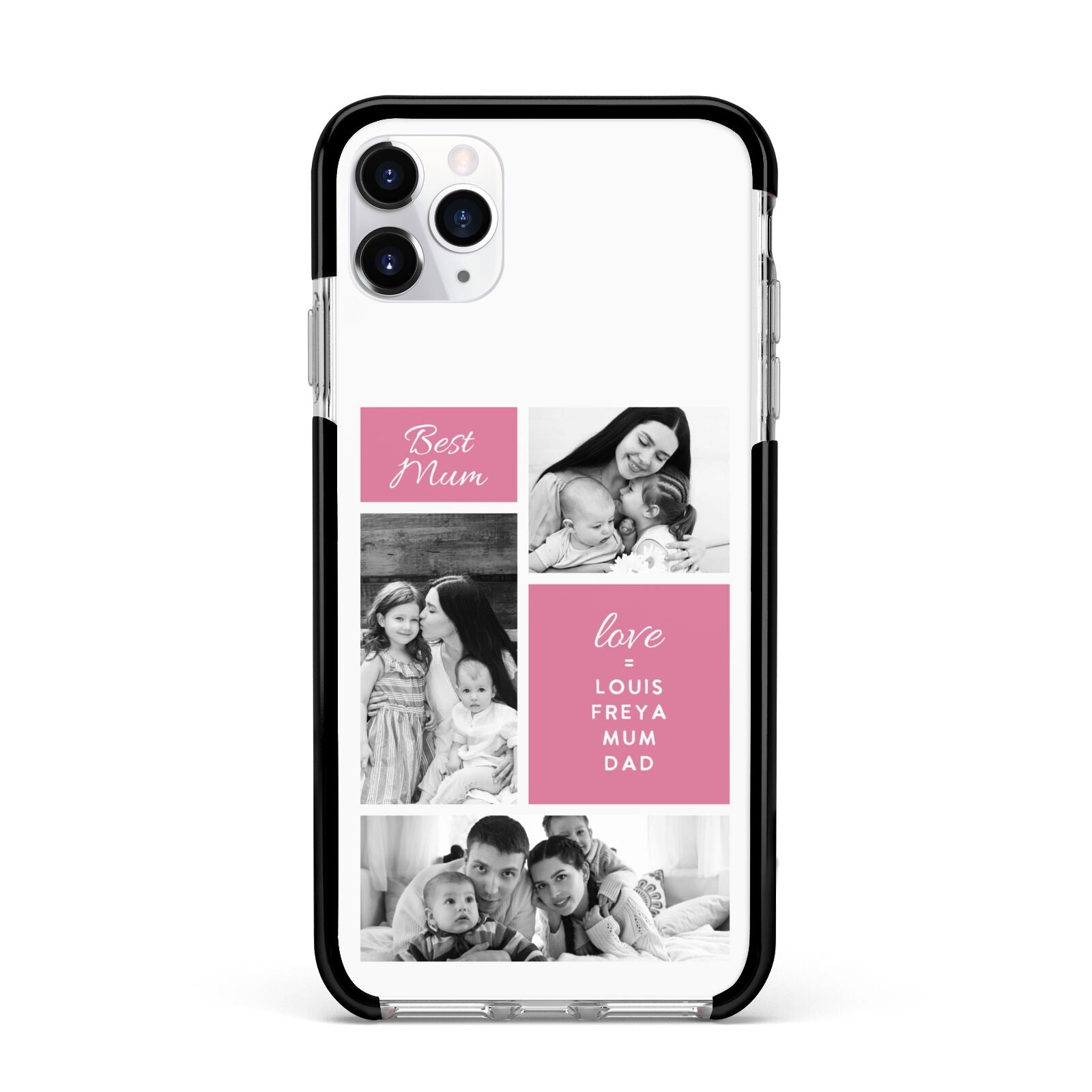 Best Mum Photo Collage Personalised Apple iPhone 11 Pro Max in Silver with Black Impact Case