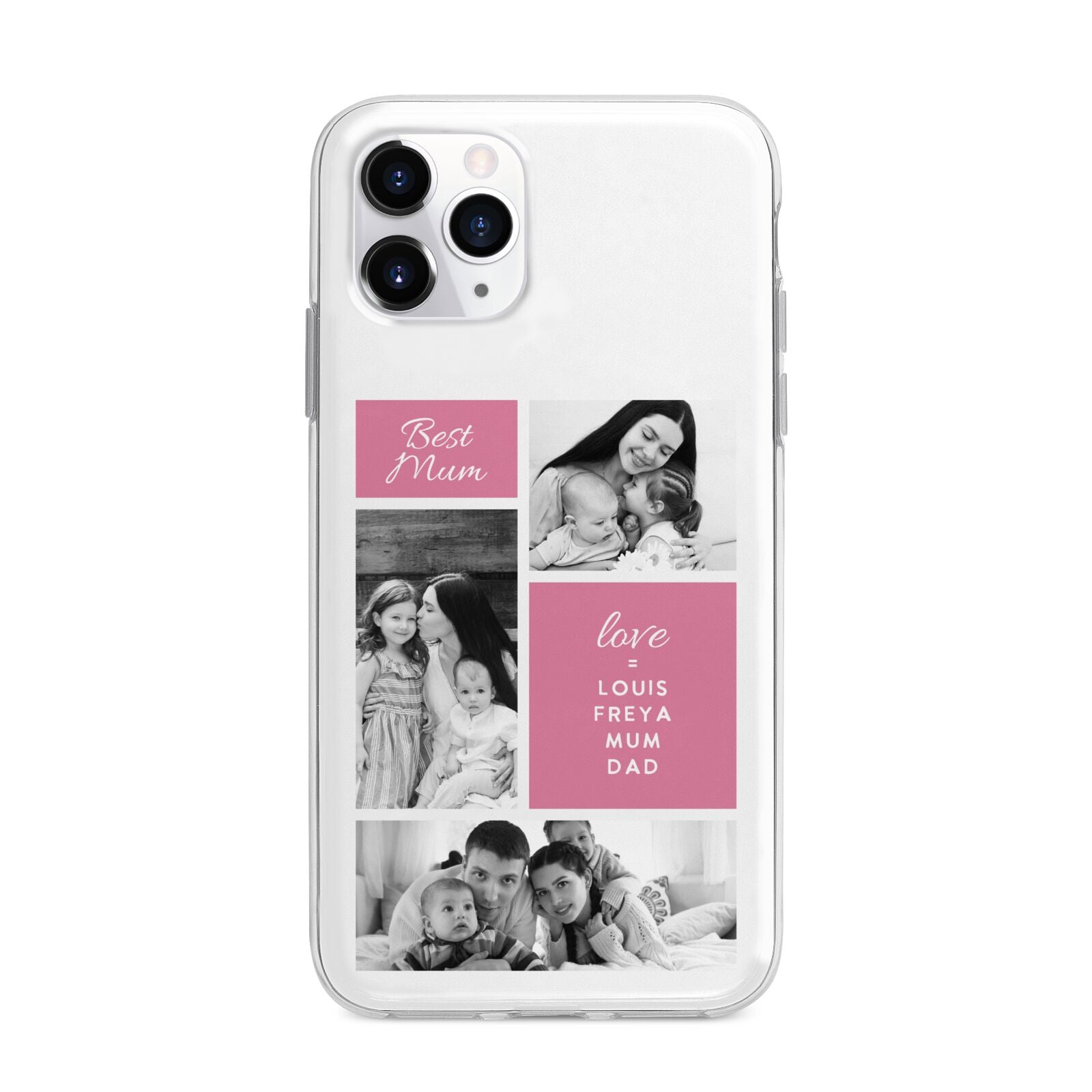 Best Mum Photo Collage Personalised Apple iPhone 11 Pro Max in Silver with Bumper Case