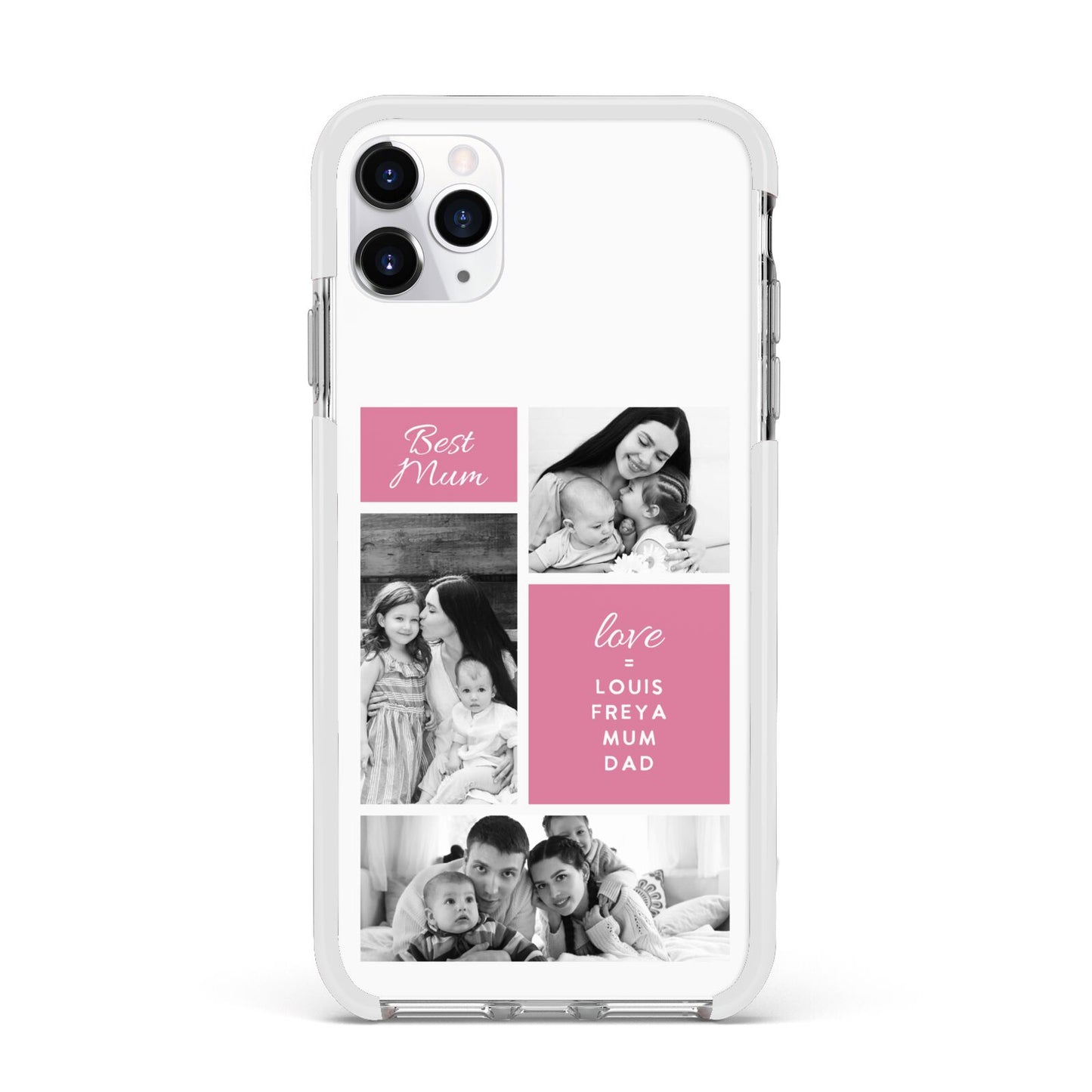 Best Mum Photo Collage Personalised Apple iPhone 11 Pro Max in Silver with White Impact Case