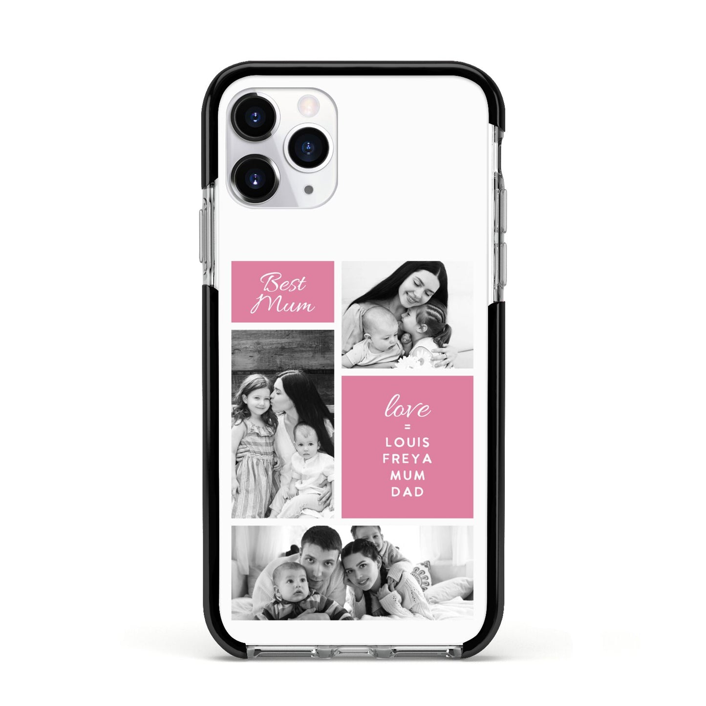 Best Mum Photo Collage Personalised Apple iPhone 11 Pro in Silver with Black Impact Case