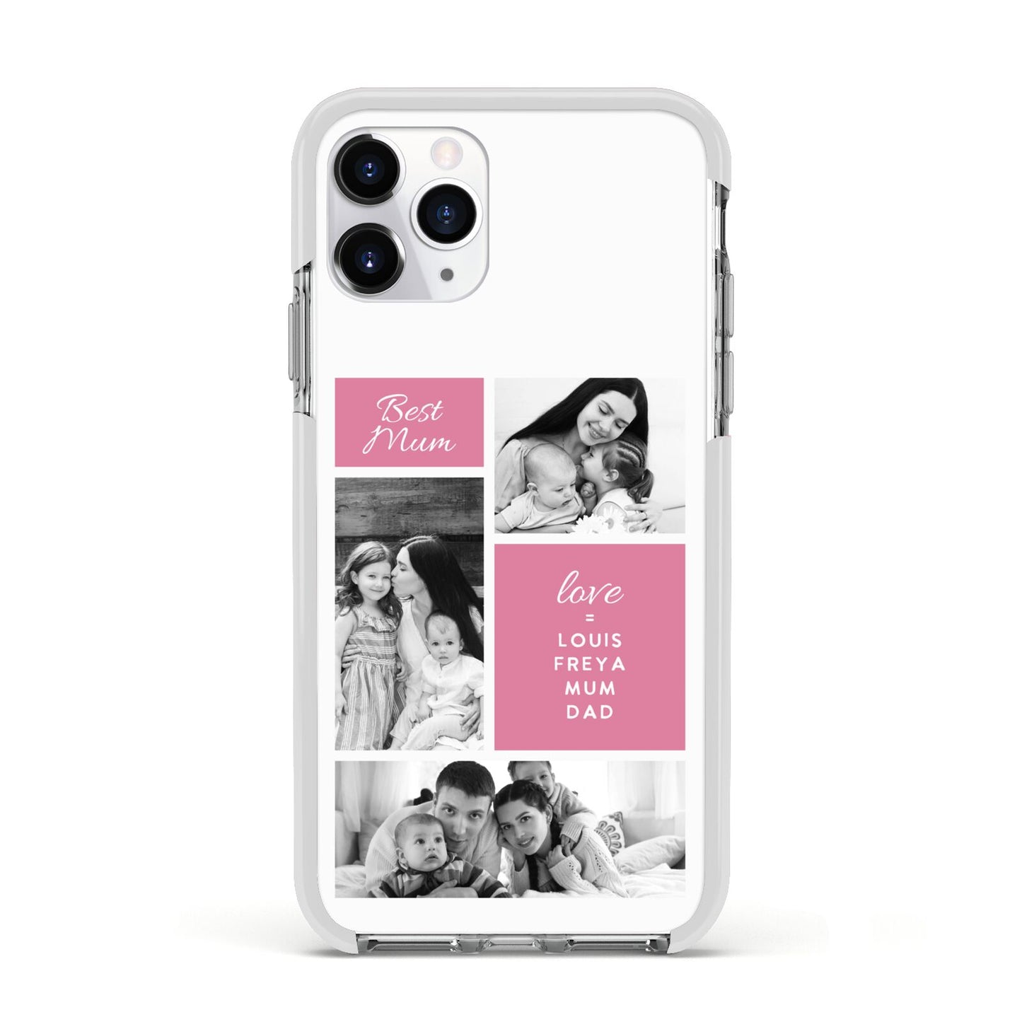 Best Mum Photo Collage Personalised Apple iPhone 11 Pro in Silver with White Impact Case