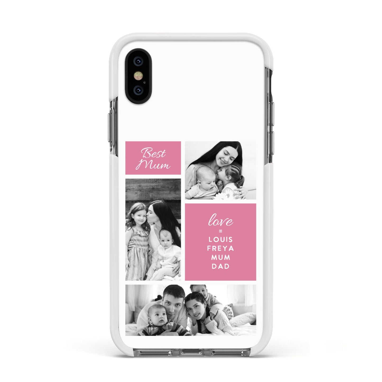 Best Mum Photo Collage Personalised Apple iPhone Xs Impact Case White Edge on Black Phone