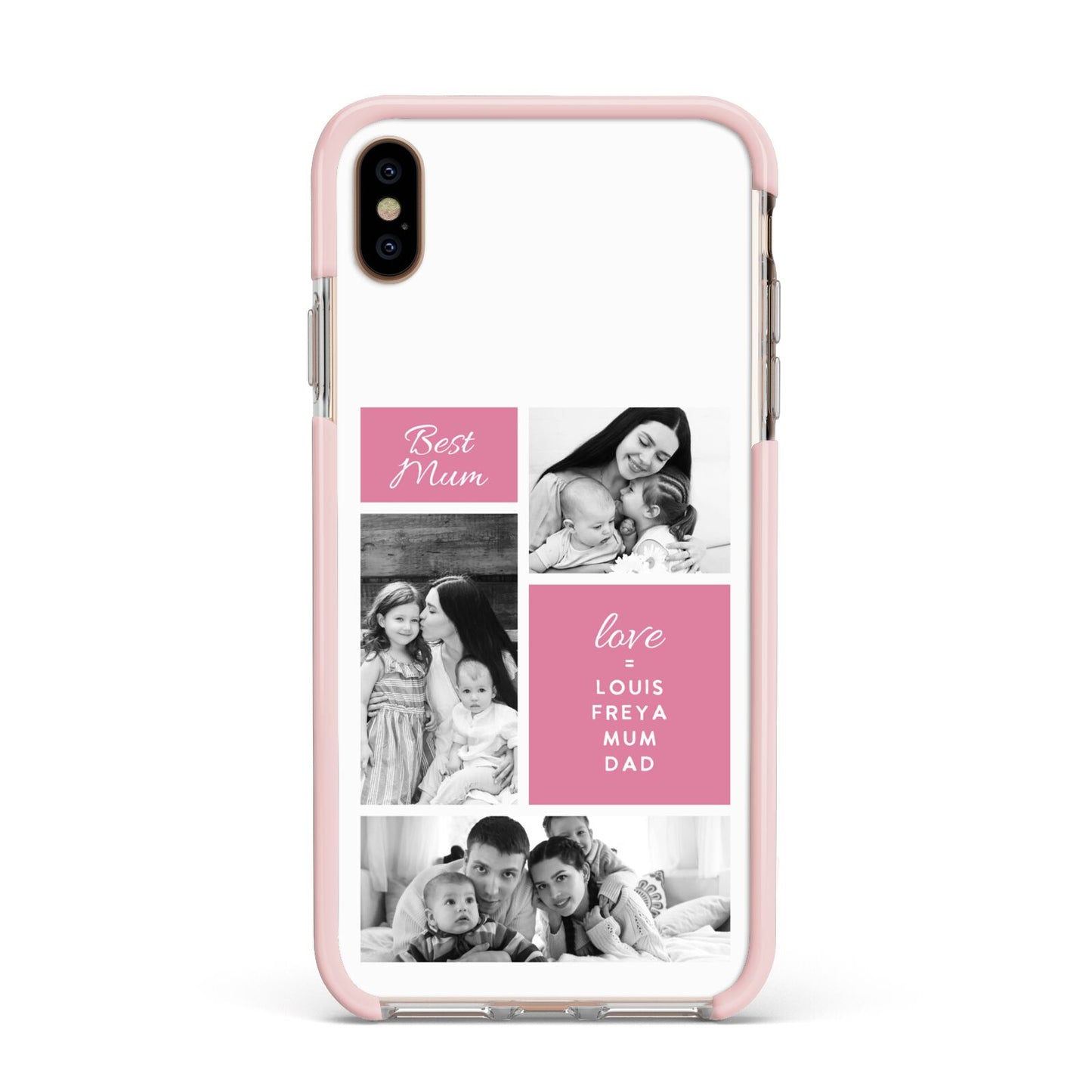 Best Mum Photo Collage Personalised Apple iPhone Xs Max Impact Case Pink Edge on Gold Phone