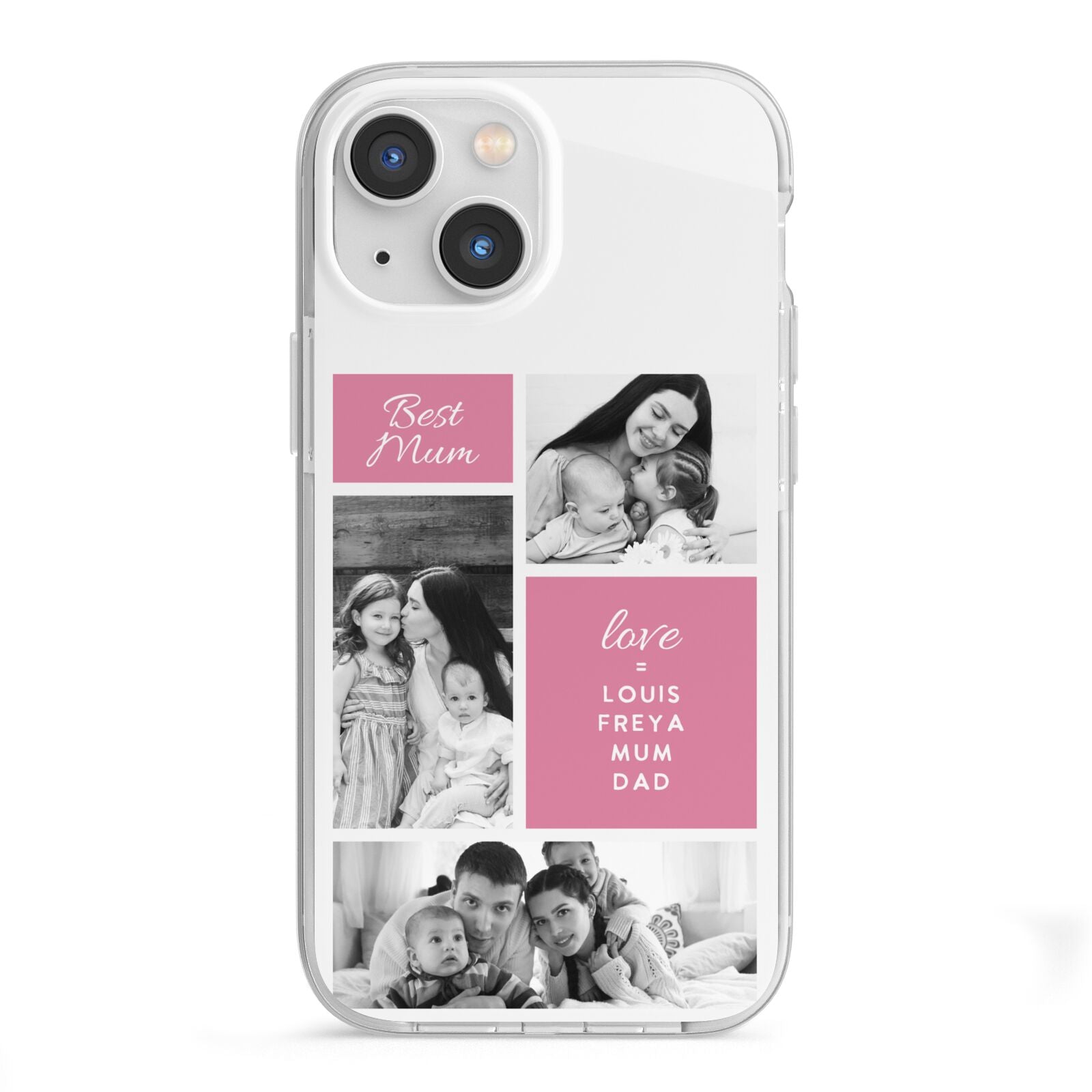 Best Mum Photo Collage Personalised iPhone 13 Mini TPU Impact Case with White Edges