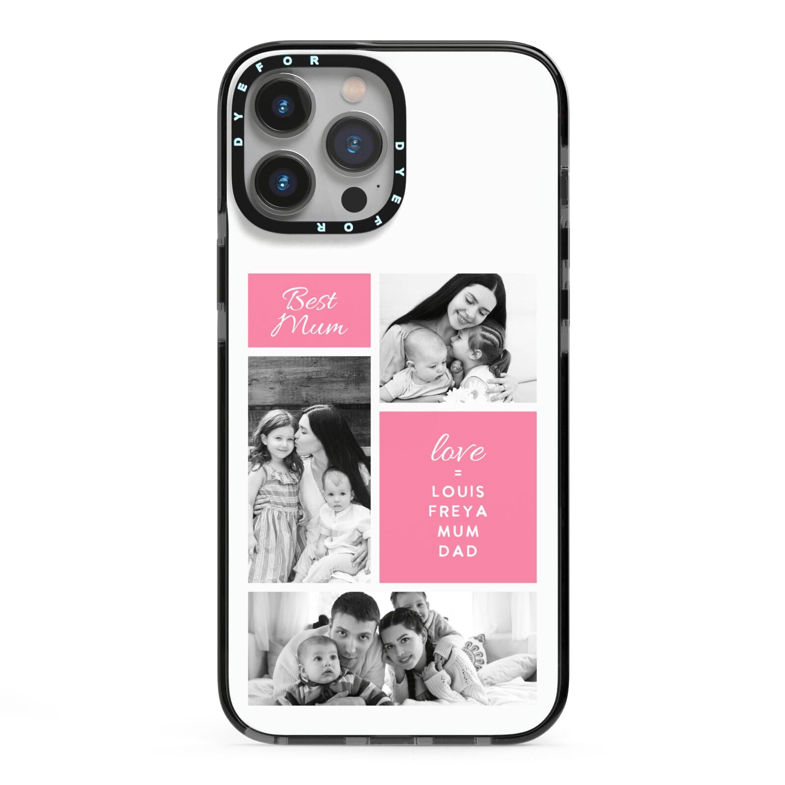 Best Mum Photo Collage Personalised iPhone 13 Pro Max Black Impact Case on Silver phone