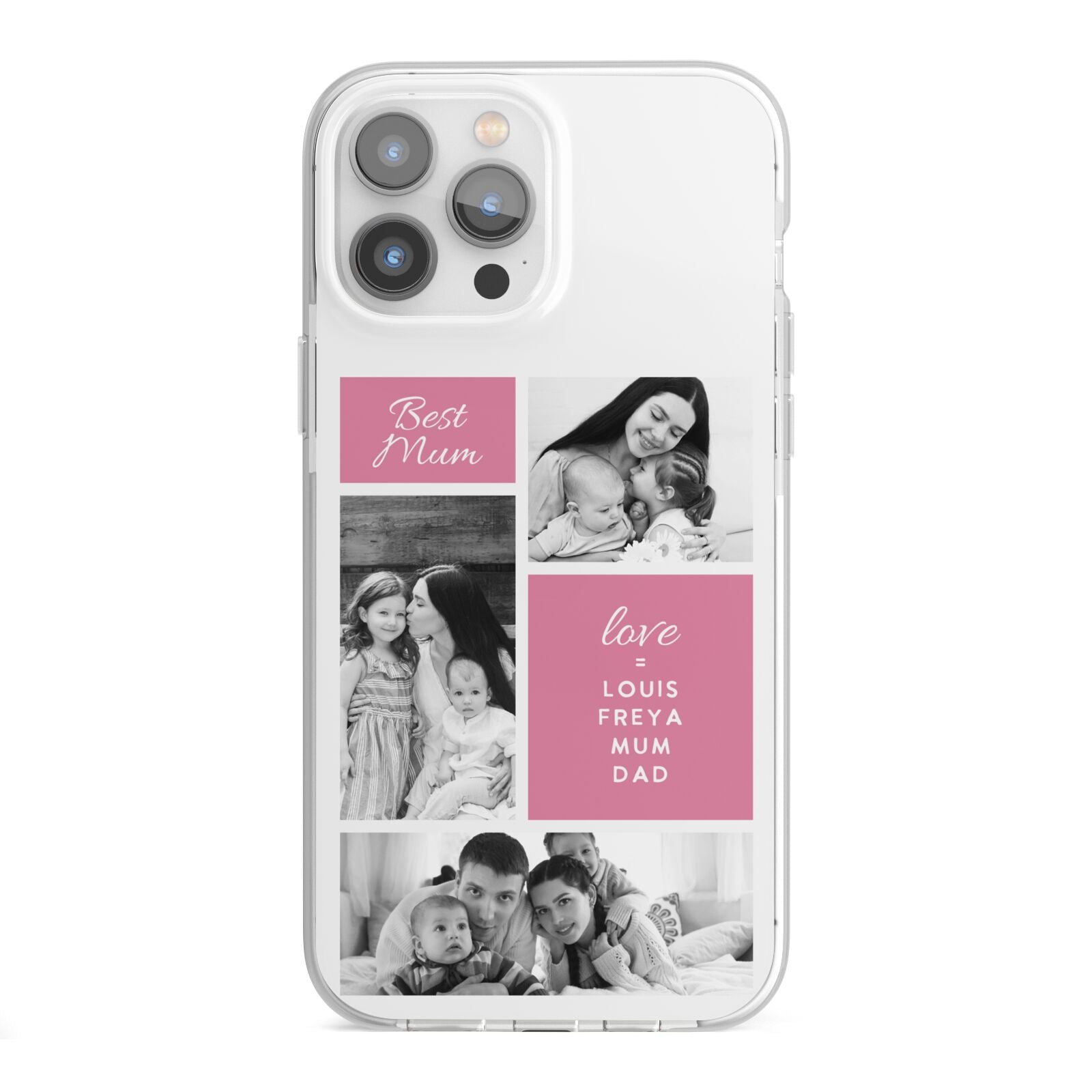 Best Mum Photo Collage Personalised iPhone 13 Pro Max TPU Impact Case with White Edges