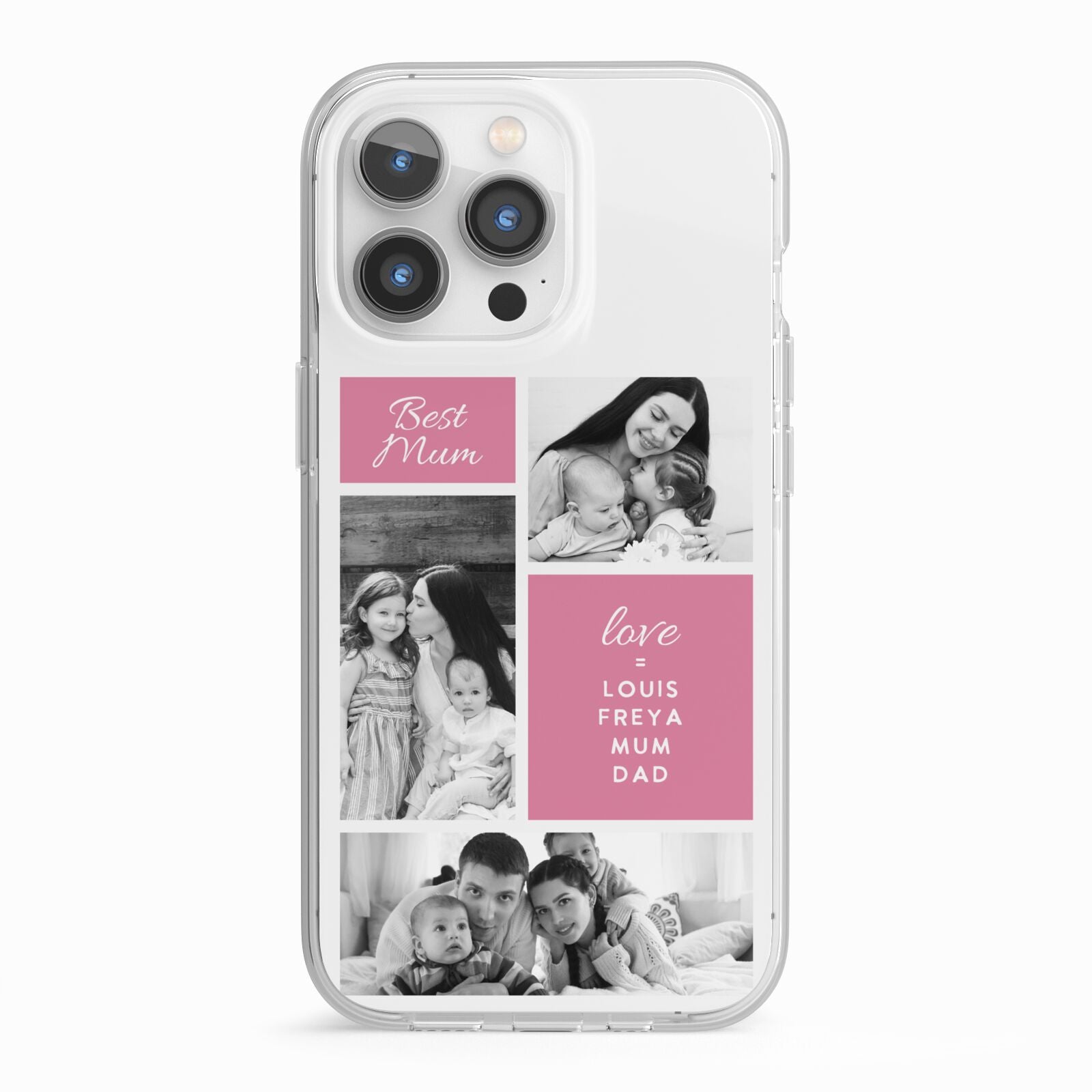 Best Mum Photo Collage Personalised iPhone 13 Pro TPU Impact Case with White Edges