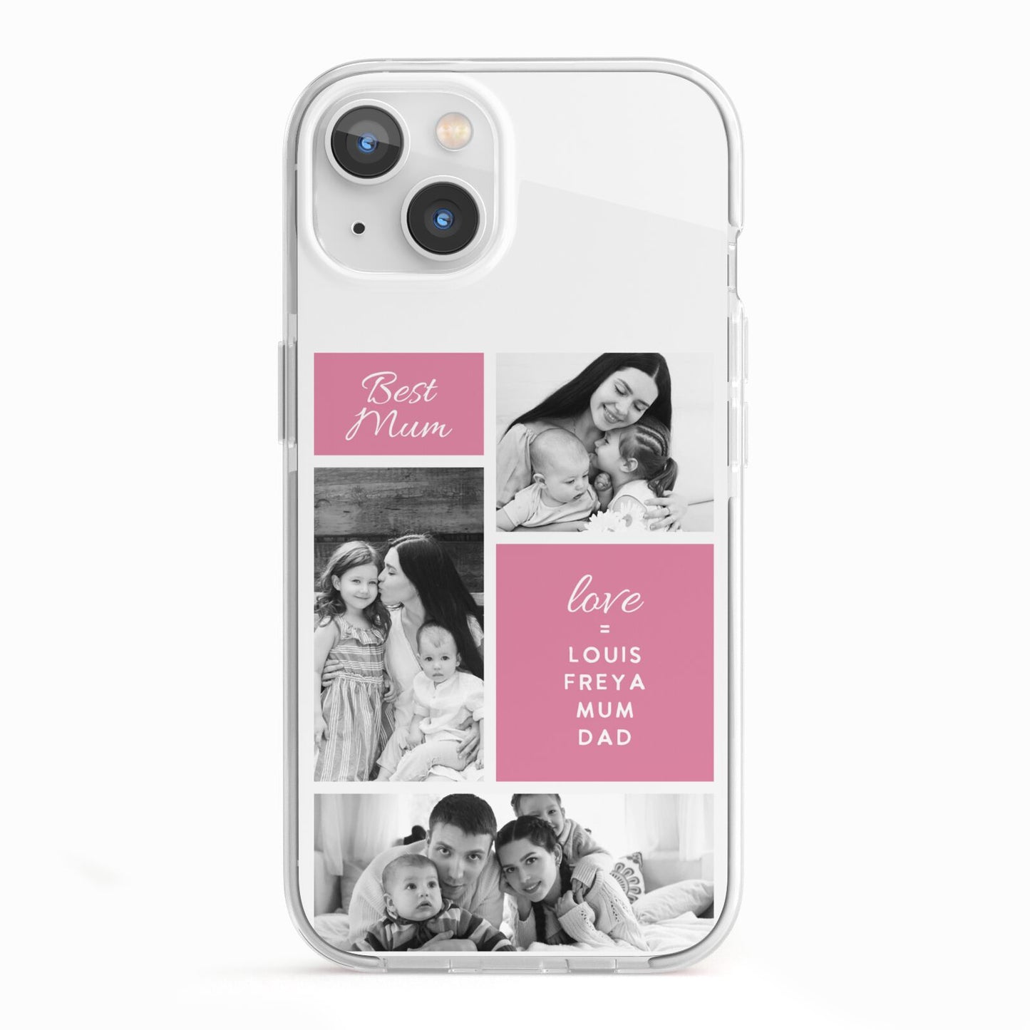 Best Mum Photo Collage Personalised iPhone 13 TPU Impact Case with White Edges