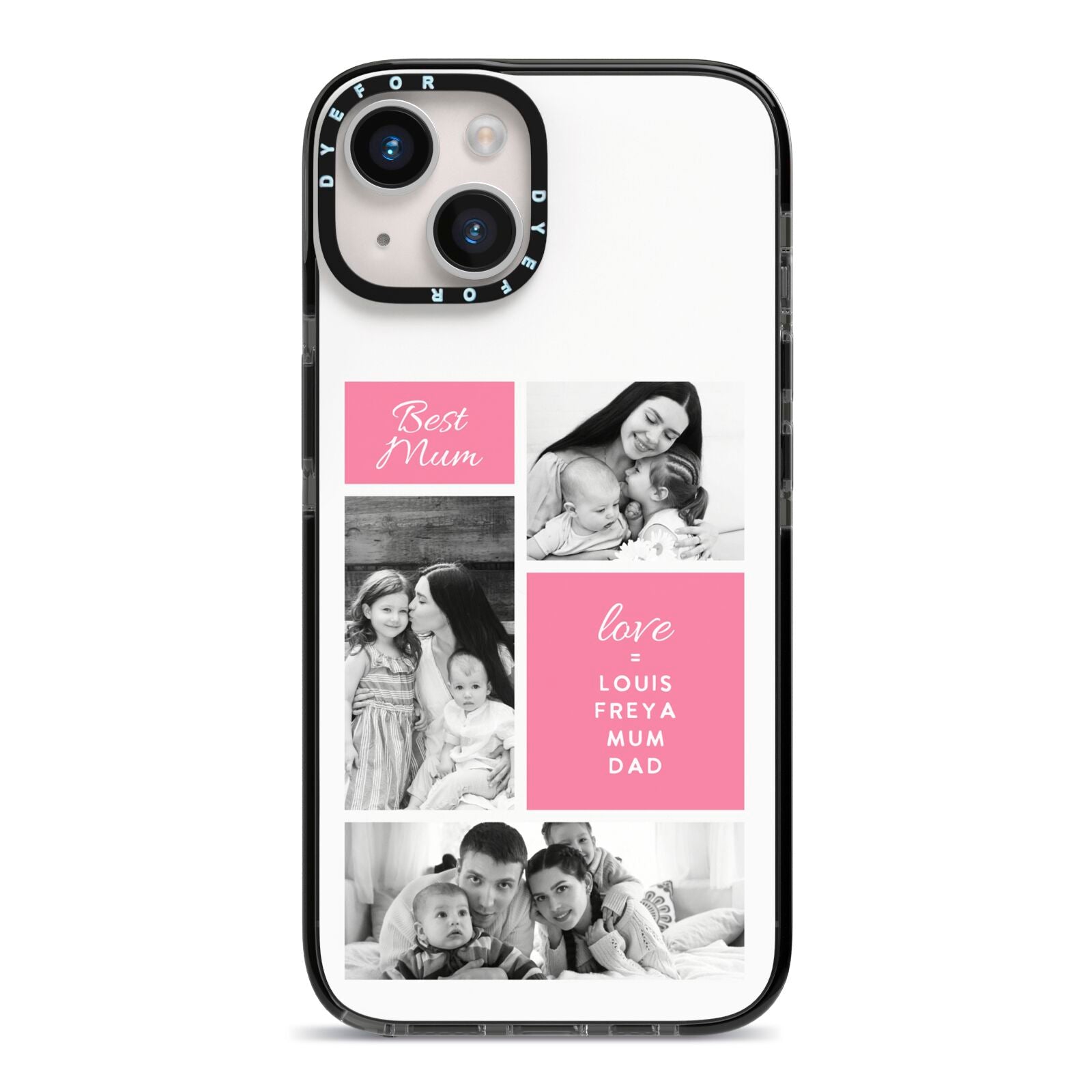 Best Mum Photo Collage Personalised iPhone 14 Black Impact Case on Silver phone