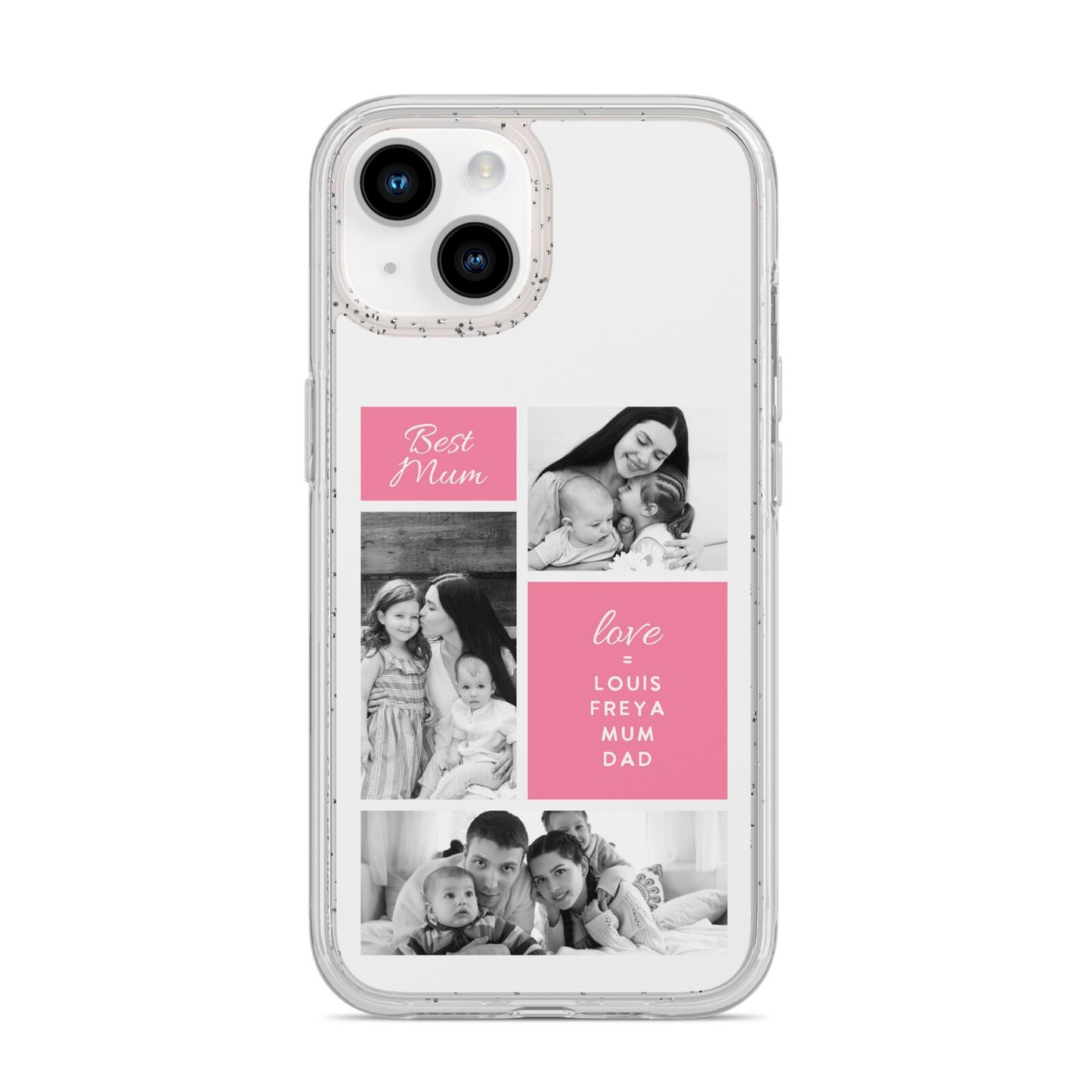 Best Mum Photo Collage Personalised iPhone 14 Glitter Tough Case Starlight