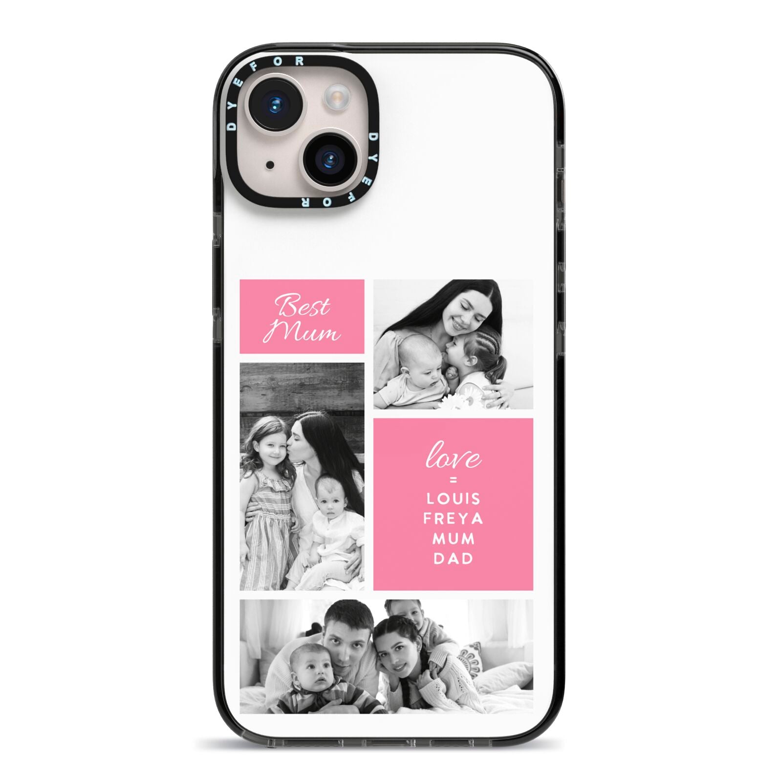 Best Mum Photo Collage Personalised iPhone 14 Plus Black Impact Case on Silver phone