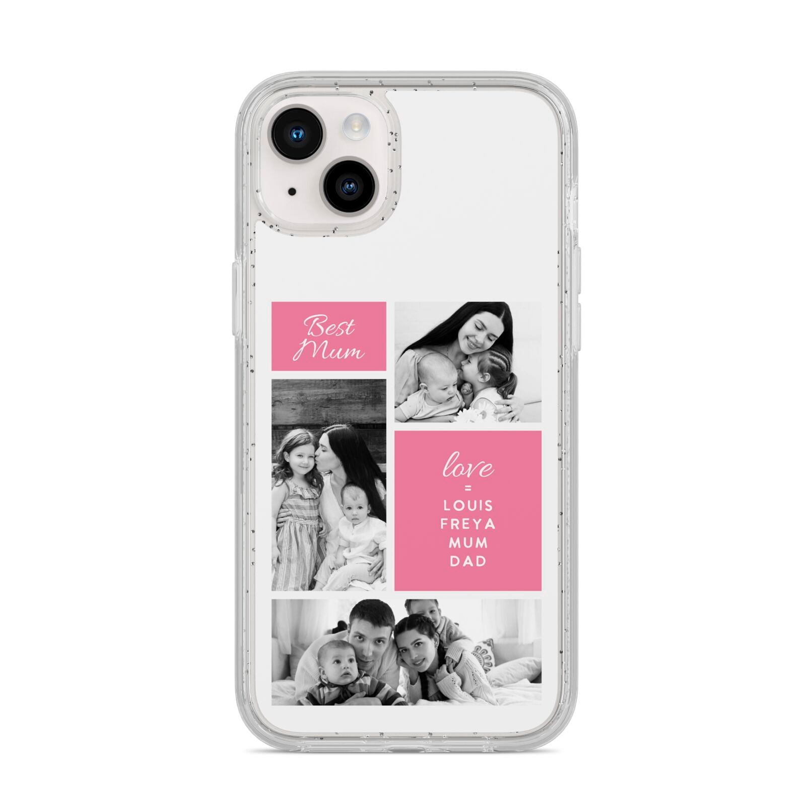 Best Mum Photo Collage Personalised iPhone 14 Plus Glitter Tough Case Starlight