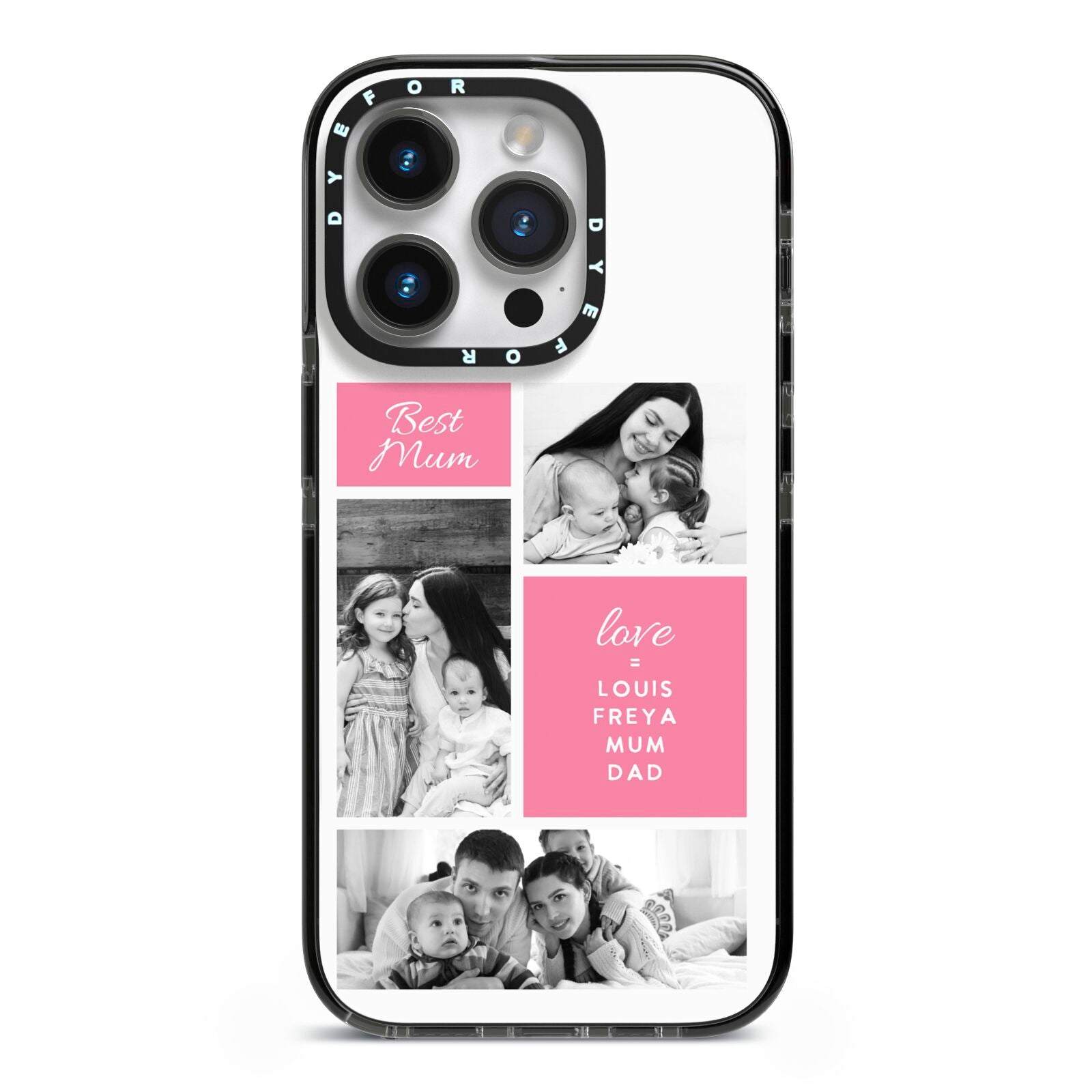 Best Mum Photo Collage Personalised iPhone 14 Pro Black Impact Case on Silver phone
