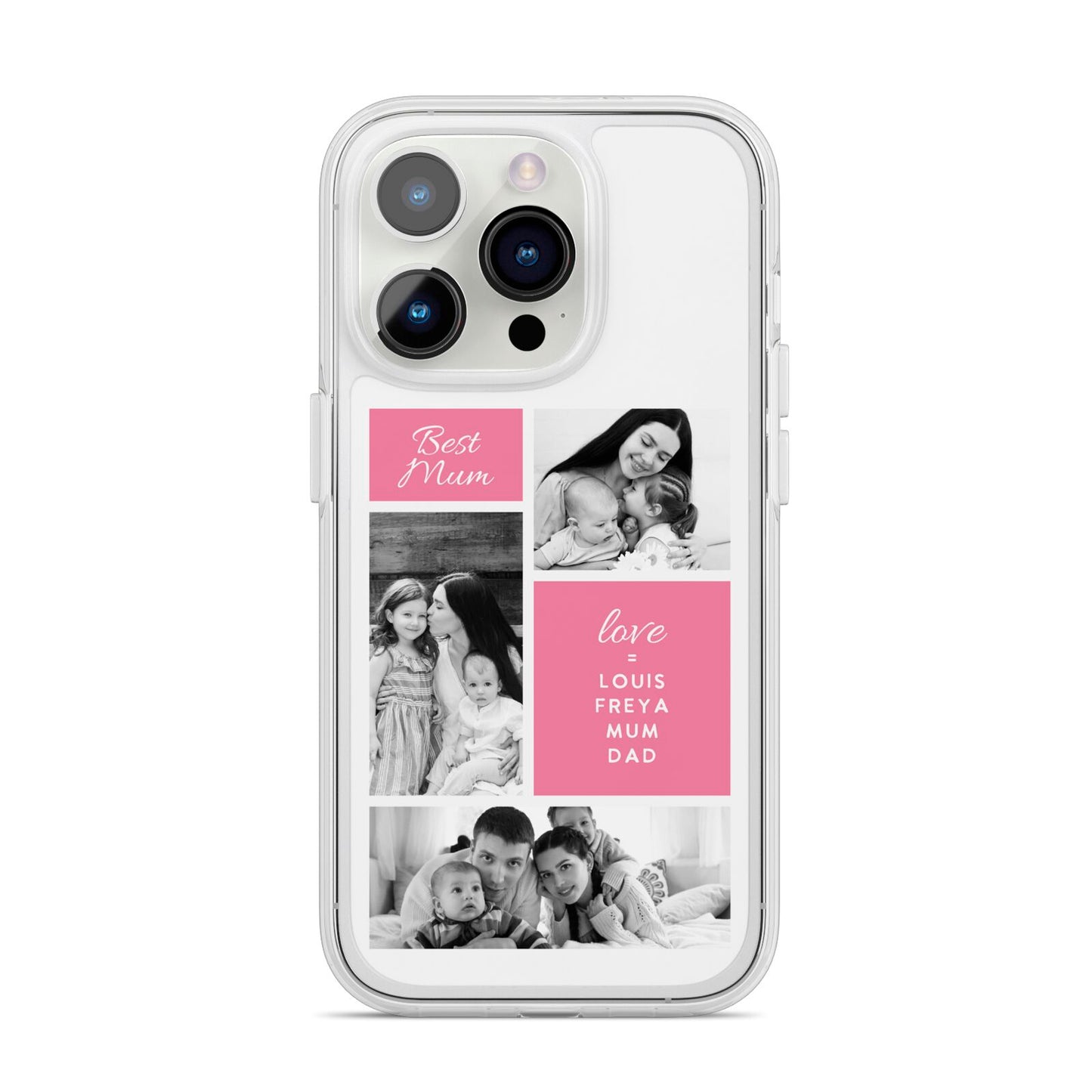 Best Mum Photo Collage Personalised iPhone 14 Pro Clear Tough Case Silver