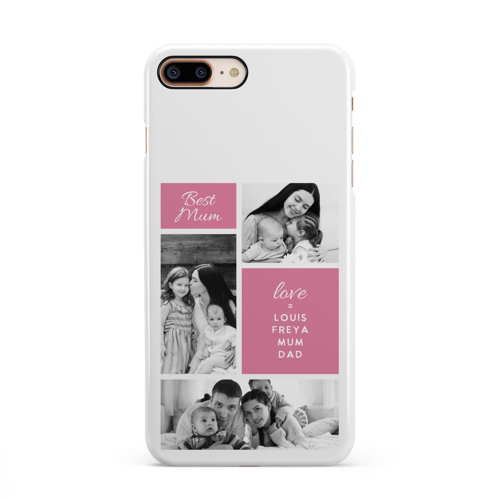 Best Mum Photo Collage Personalised iPhone 8 Plus 3D Snap Case on Gold Phone