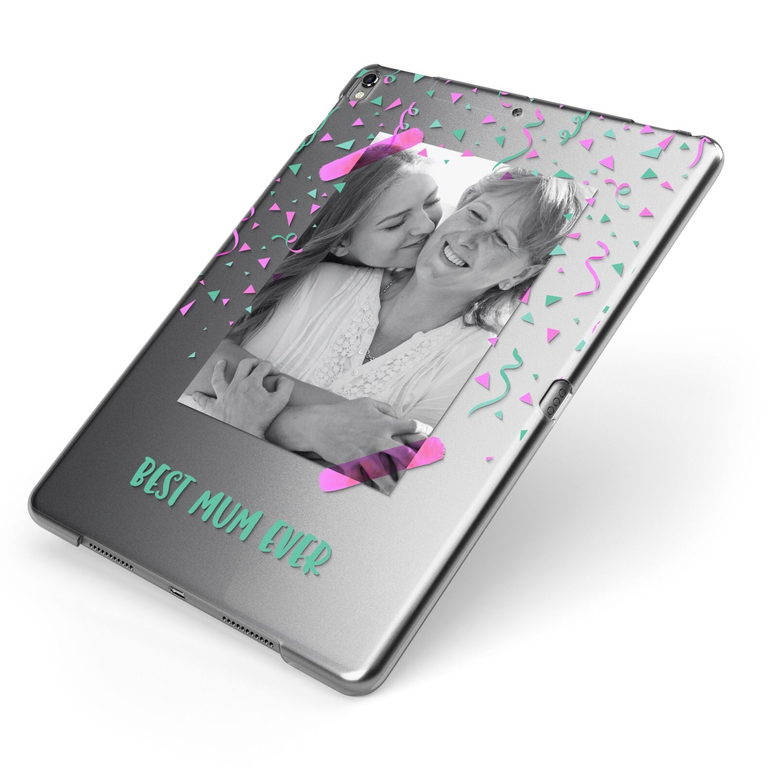 Best Mum Photo Upload Mothers Day Apple iPad Case on Grey iPad Side View