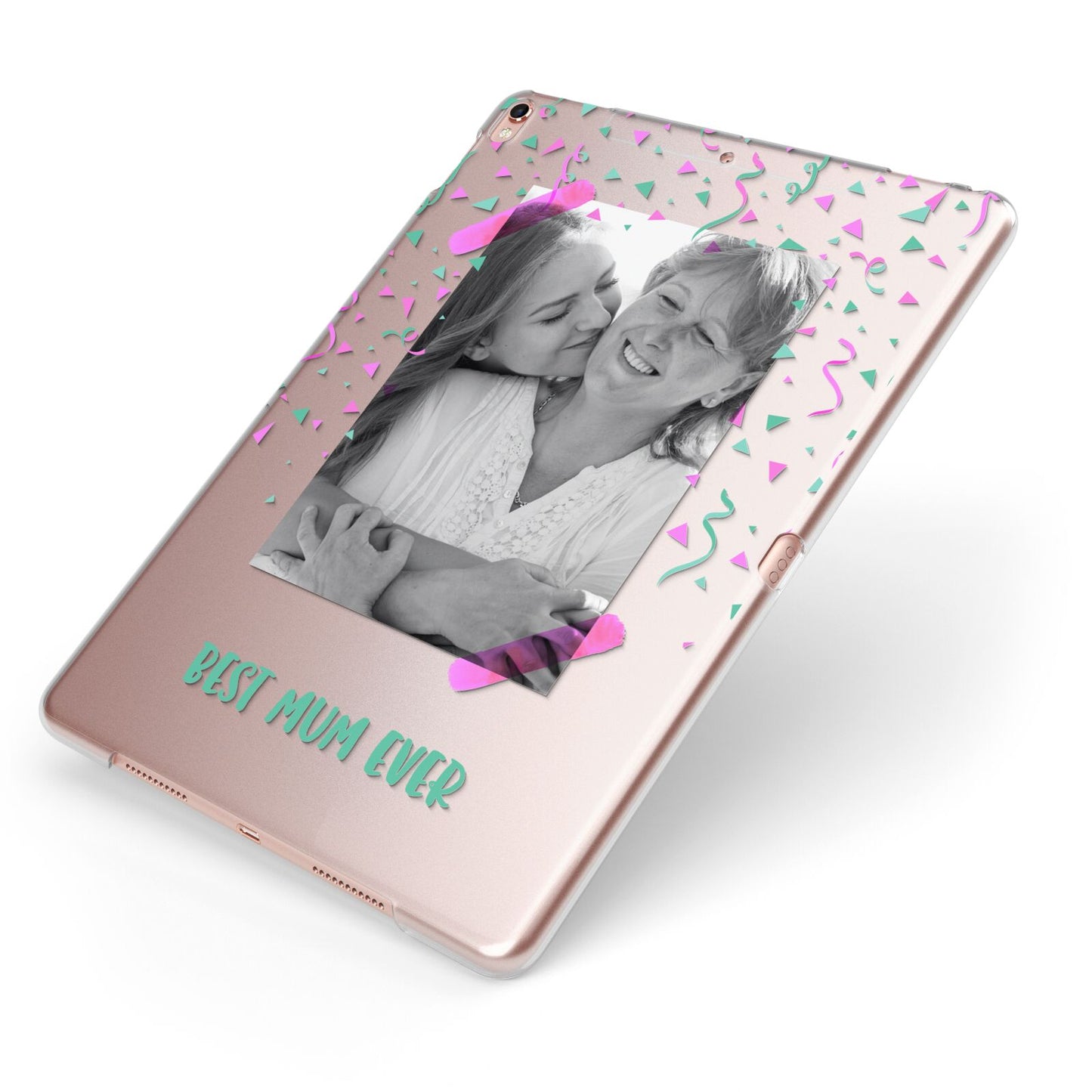 Best Mum Photo Upload Mothers Day Apple iPad Case on Rose Gold iPad Side View