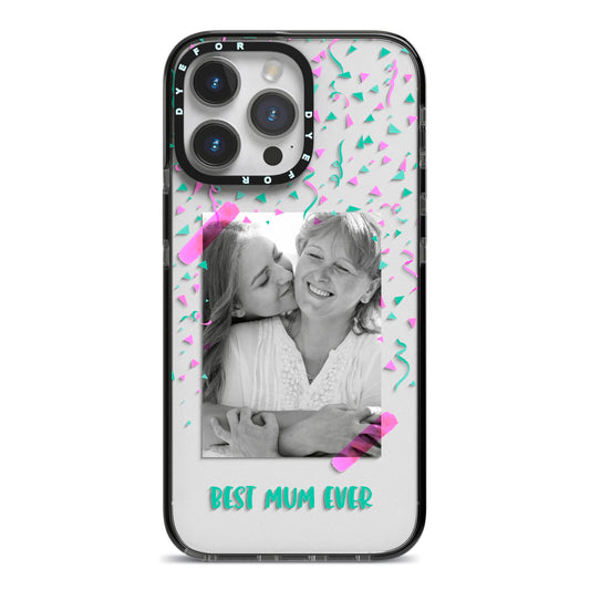Best Mum Photo Upload Mothers Day iPhone 14 Pro Max Black Impact Case on Silver phone
