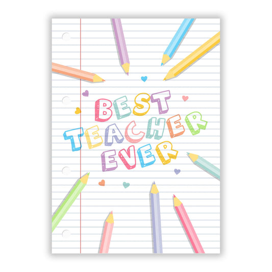 Best Teacher Ever A5 Flat Greetings Card