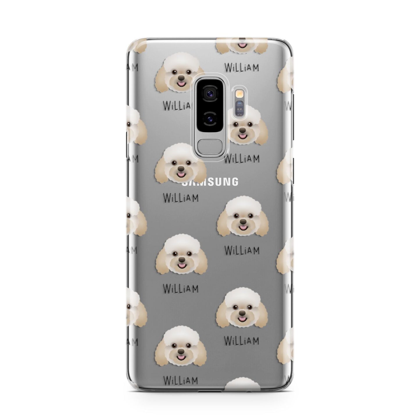 Bich poo Icon with Name Samsung Galaxy S9 Plus Case on Silver phone