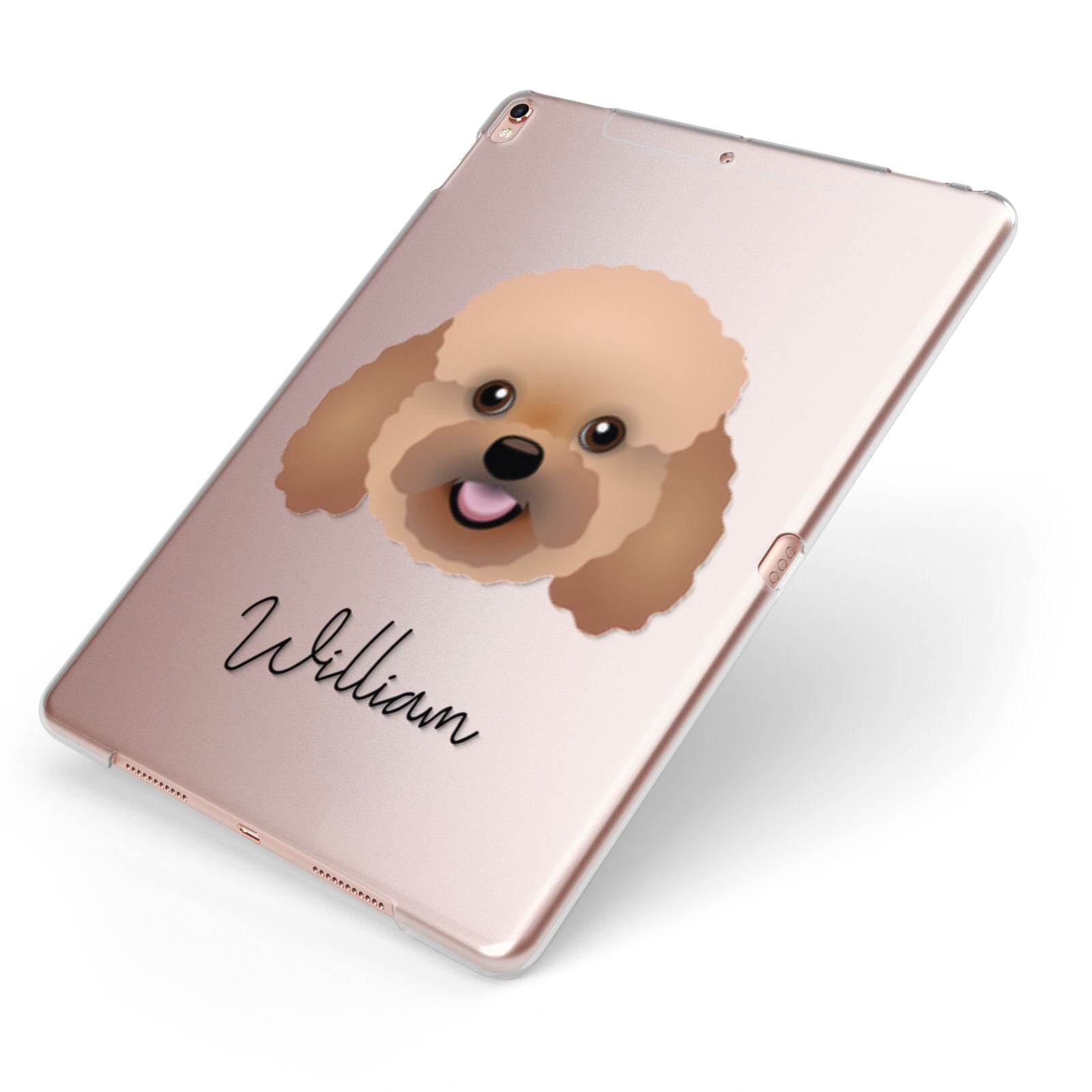 Bich poo Personalised Apple iPad Case on Rose Gold iPad Side View