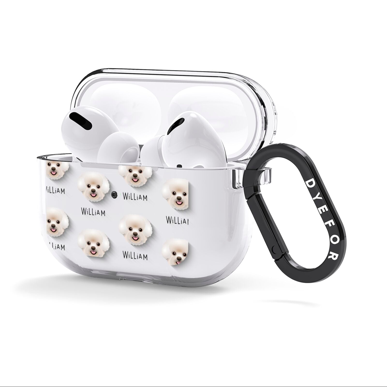 Bichon Frise Icon with Name AirPods Clear Case 3rd Gen Side Image